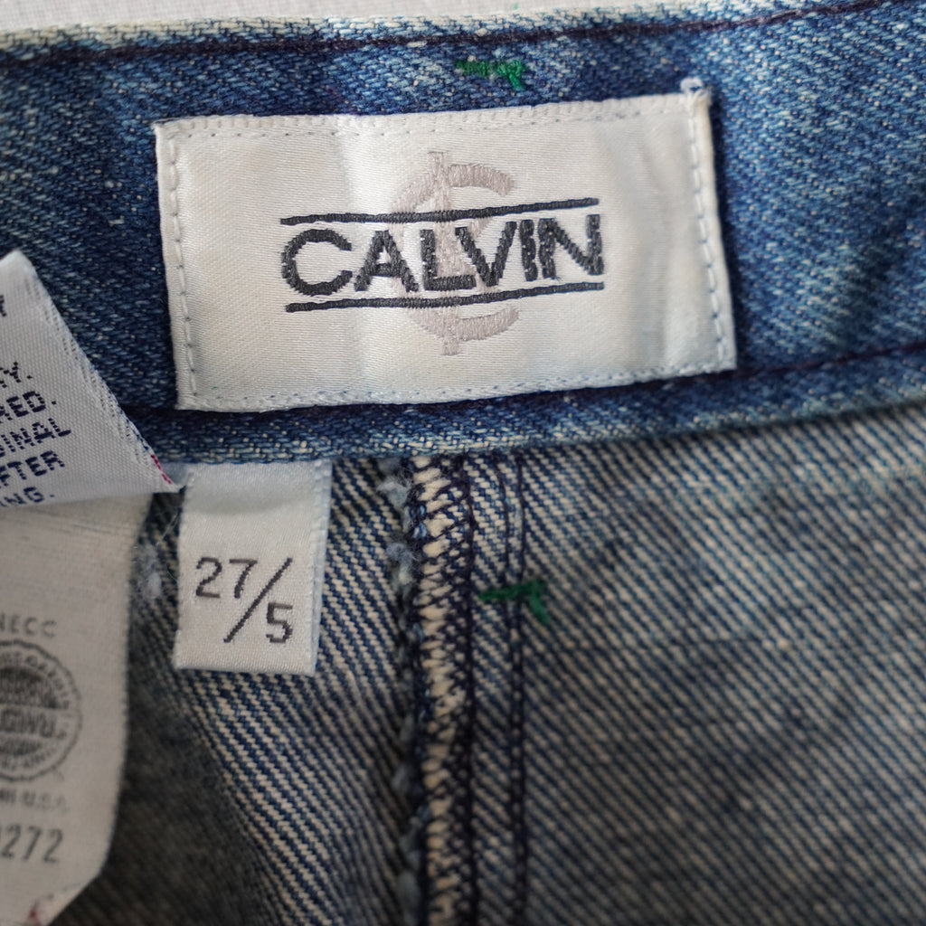 Calvin Klein High-Waisted Denim Midi Pencil Skirt | Vintage | Size 5/27