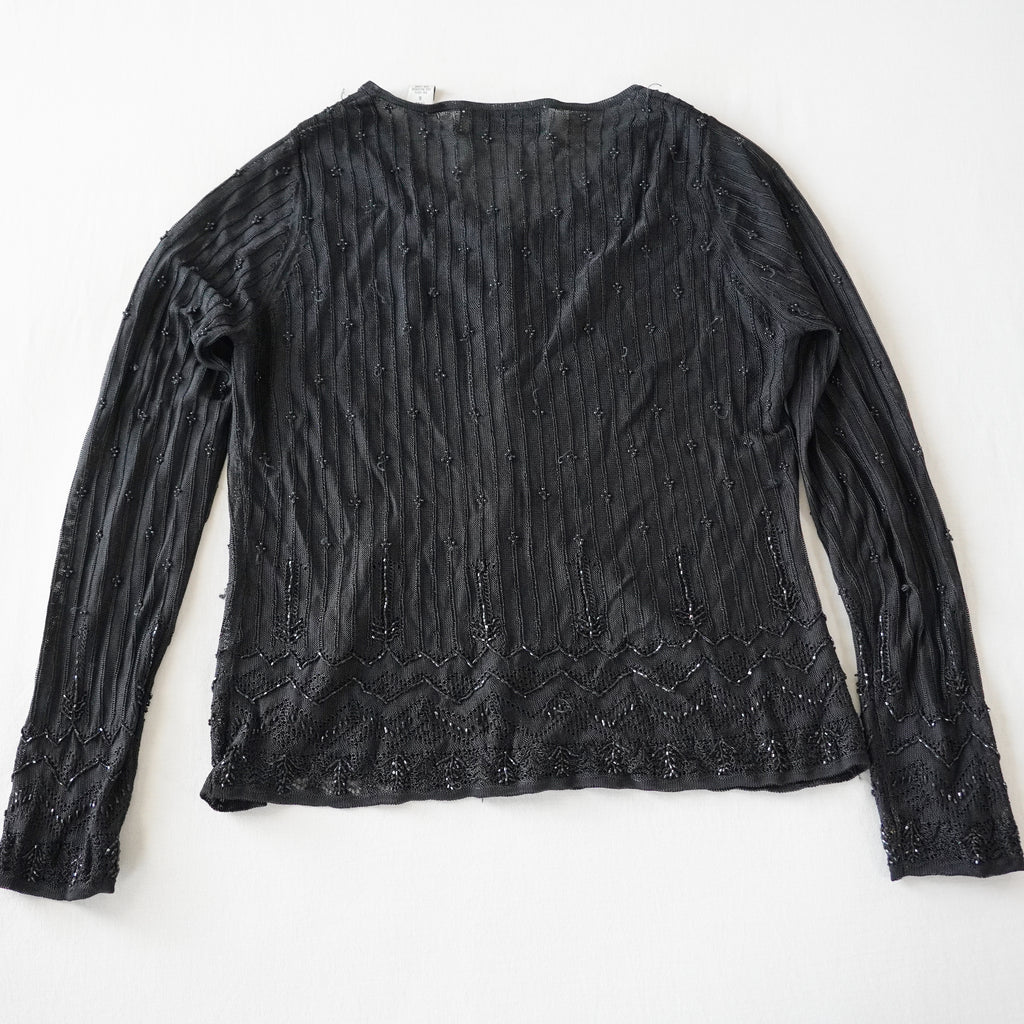 Valerie Stevens Beaded Pointelle Cardigan | Vintage | Small