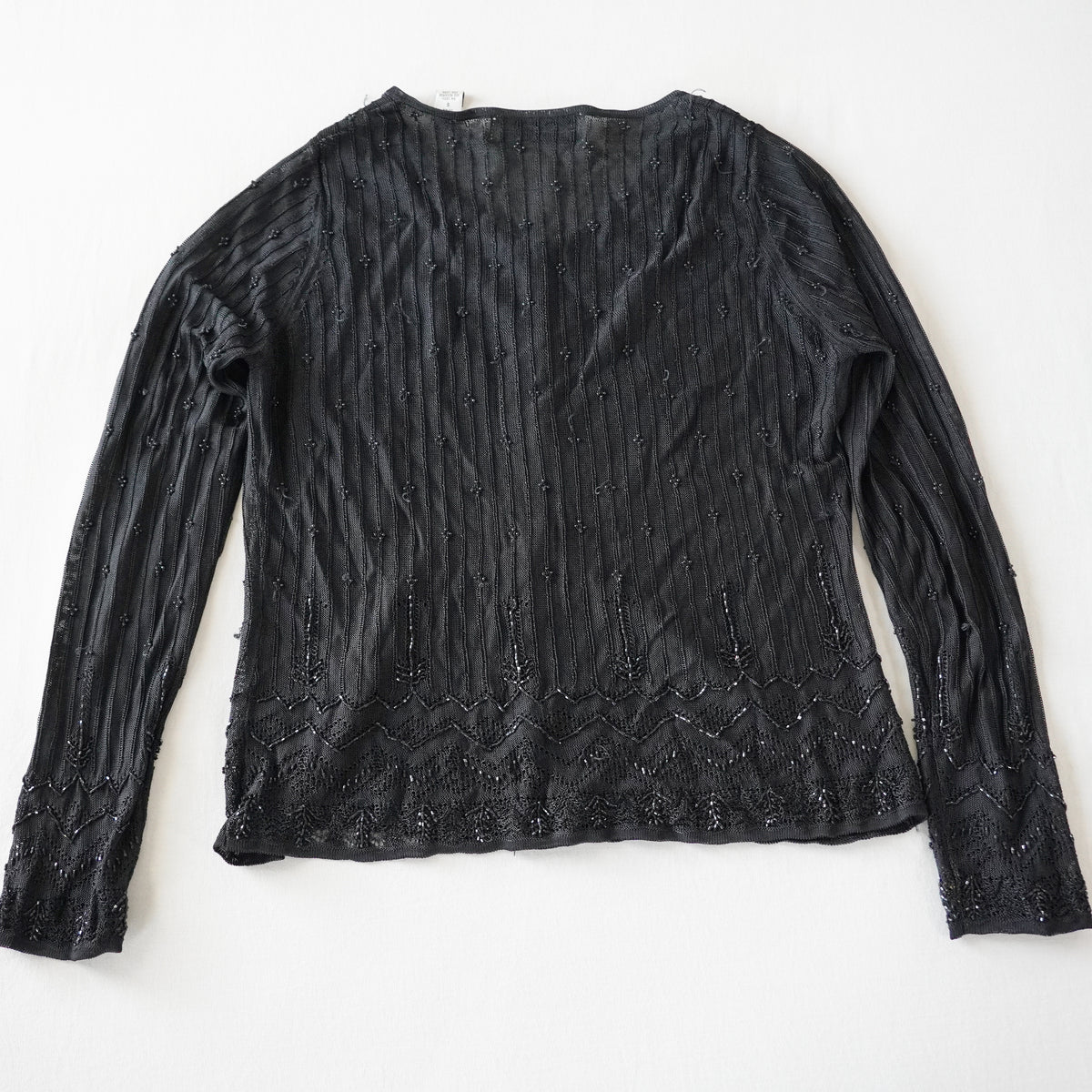 Valerie Stevens Beaded Pointelle Cardigan | Vintage | Small