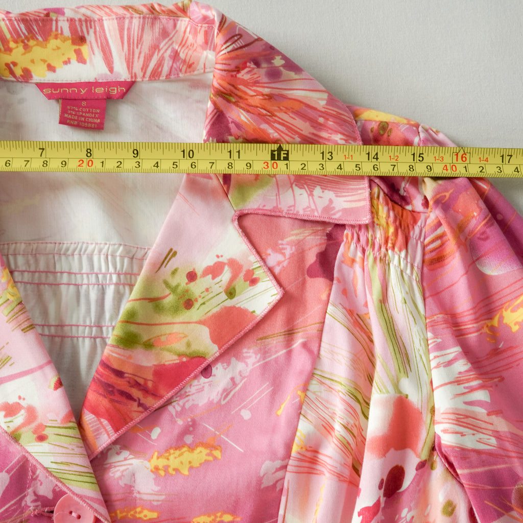 Sunny Leigh Pink Floral Ruched Blazer Jacket | Size 8