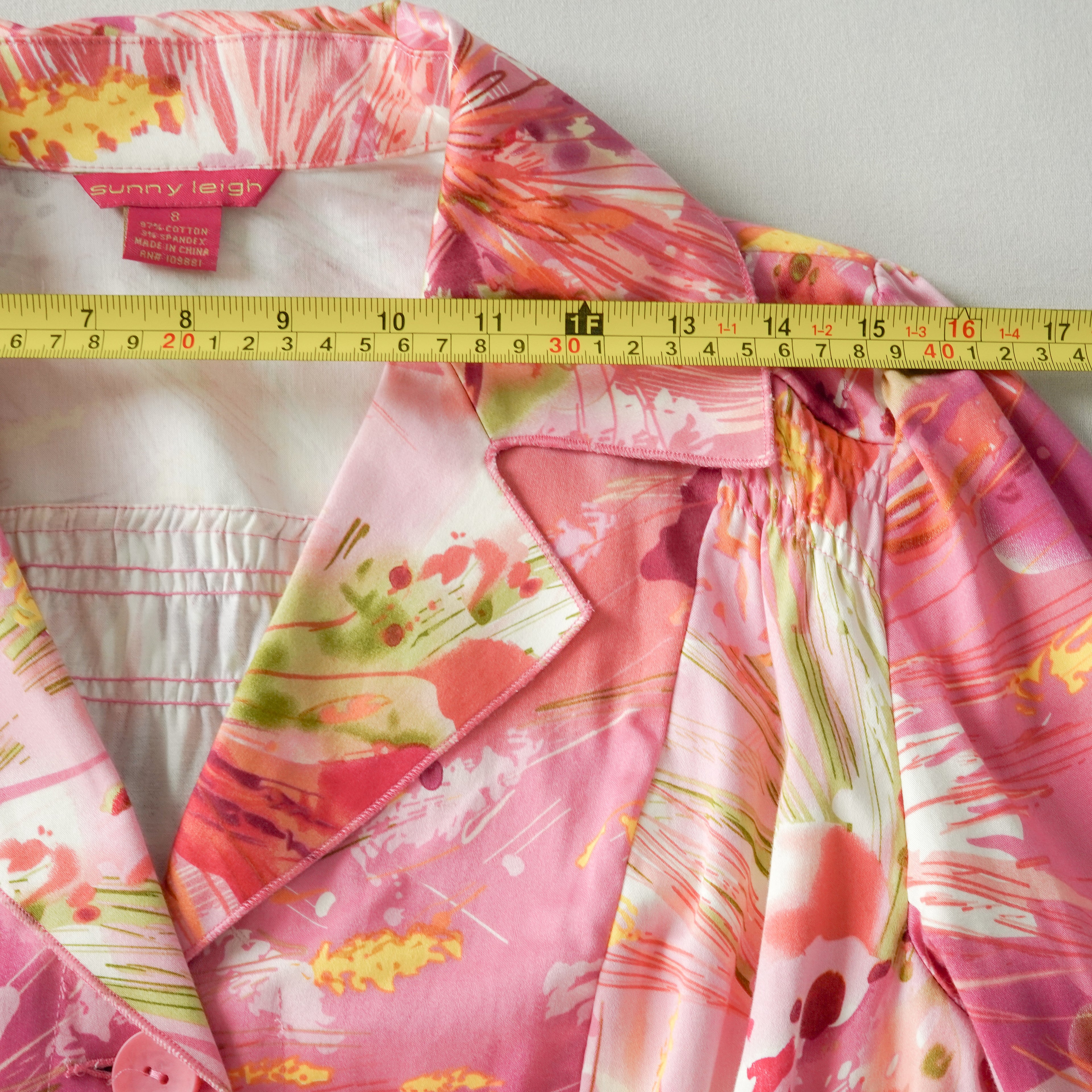 Sunny Leigh Pink Floral Ruched Blazer Jacket | Size 8
