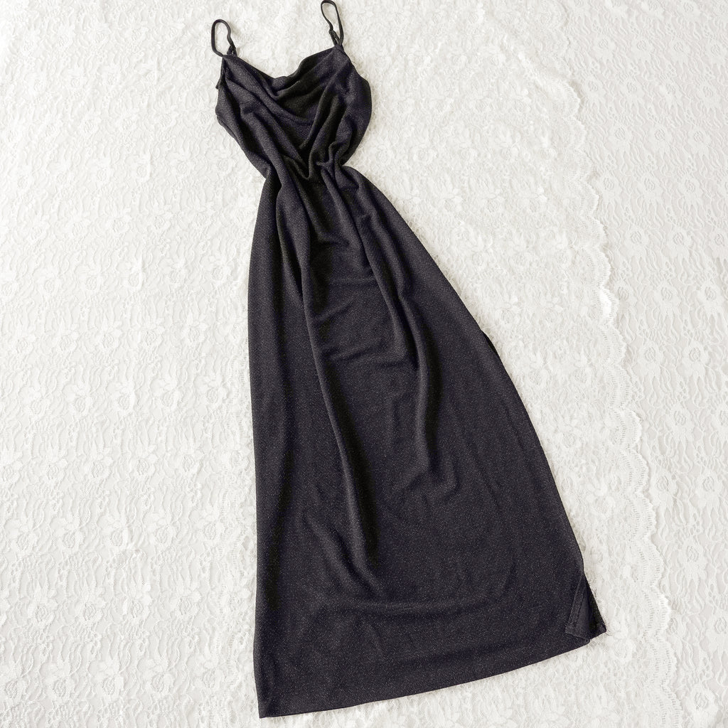 Bebe Sheer Shimmer Cowl Neck Maxi Slip Dress | Y2K | Medium