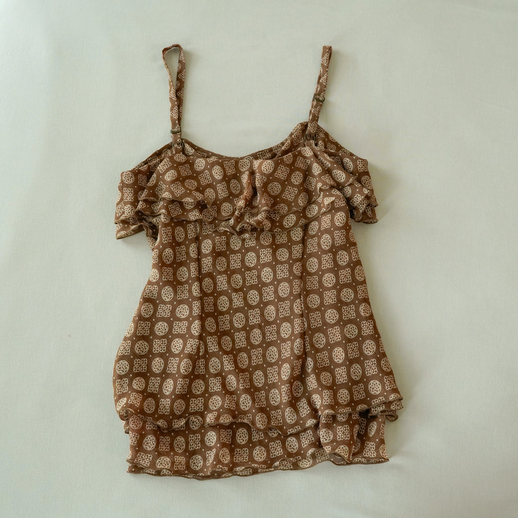 Bandolino Brown Ruffle Cami Top | Y2K | Size 6