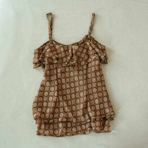 Bandolino Brown Ruffle Cami Top | Y2K | Size 6