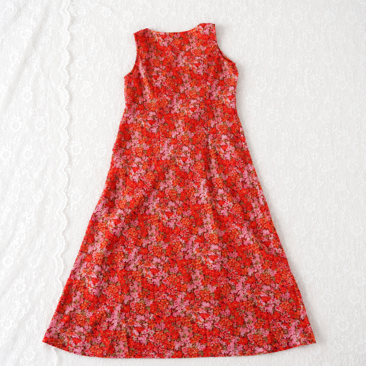 R&K Originals Red Floral Midi Dress | Vintage | Size 12