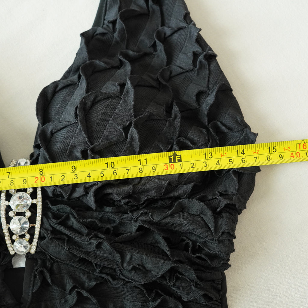 Y2K Lipstick Black Ruffle Halter Top | Y2K | Small