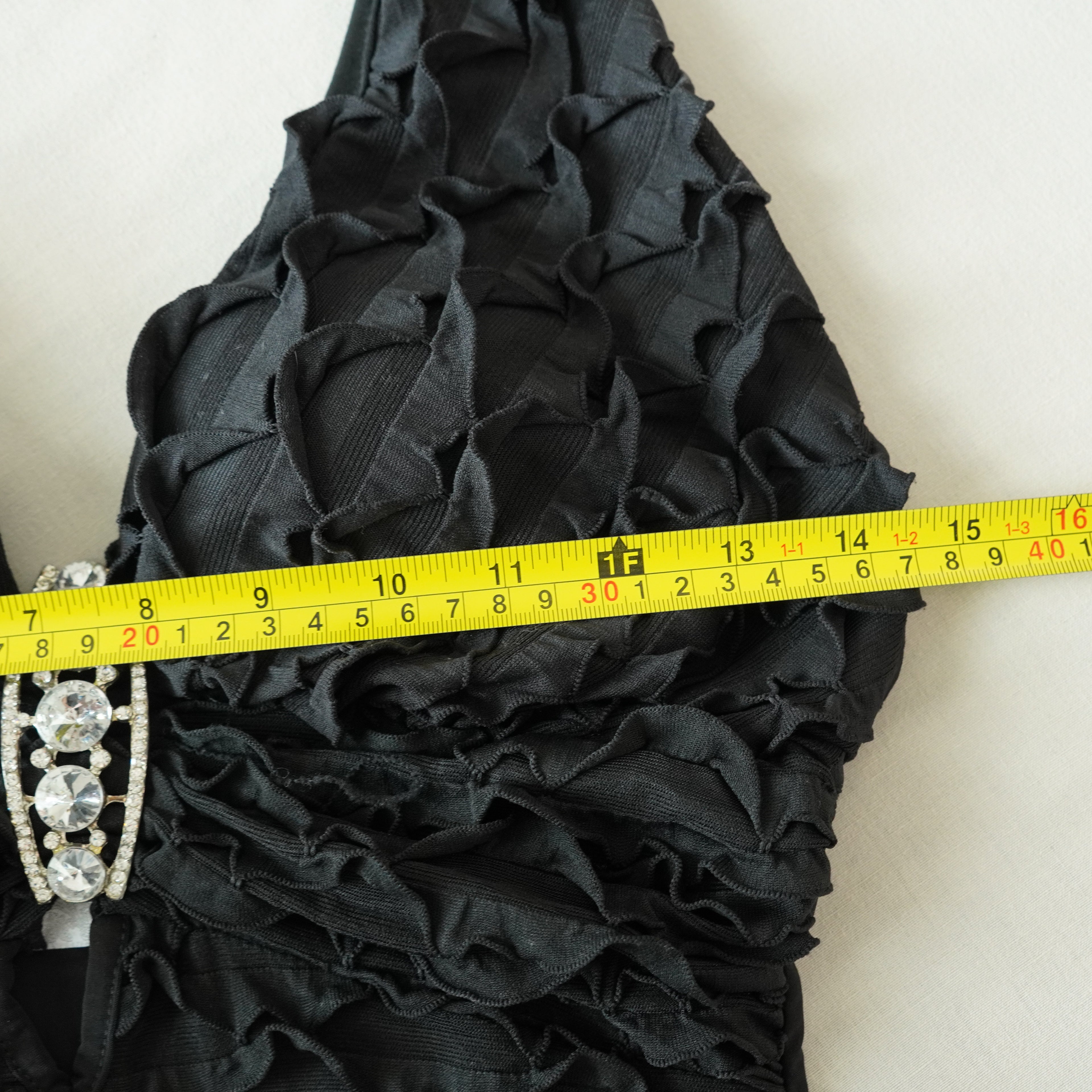 Y2K Lipstick Black Ruffle Halter Top | Y2K | Small