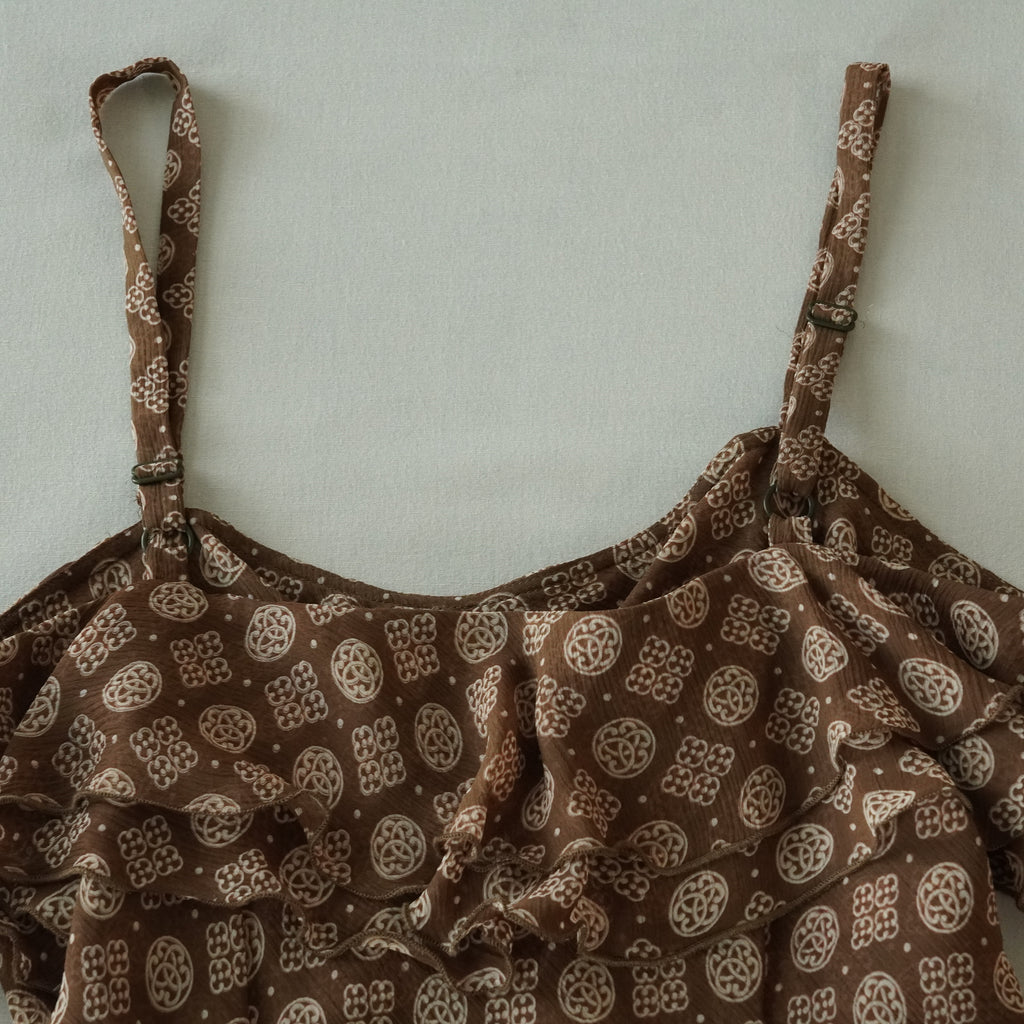 Bandolino Brown Ruffle Cami Top | Y2K | Size 6