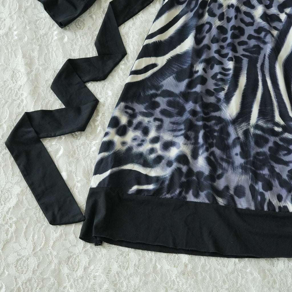 Body Central Animal Print Bell Sleeve Mini Dress | Empire Waist | Made in USA | Medium