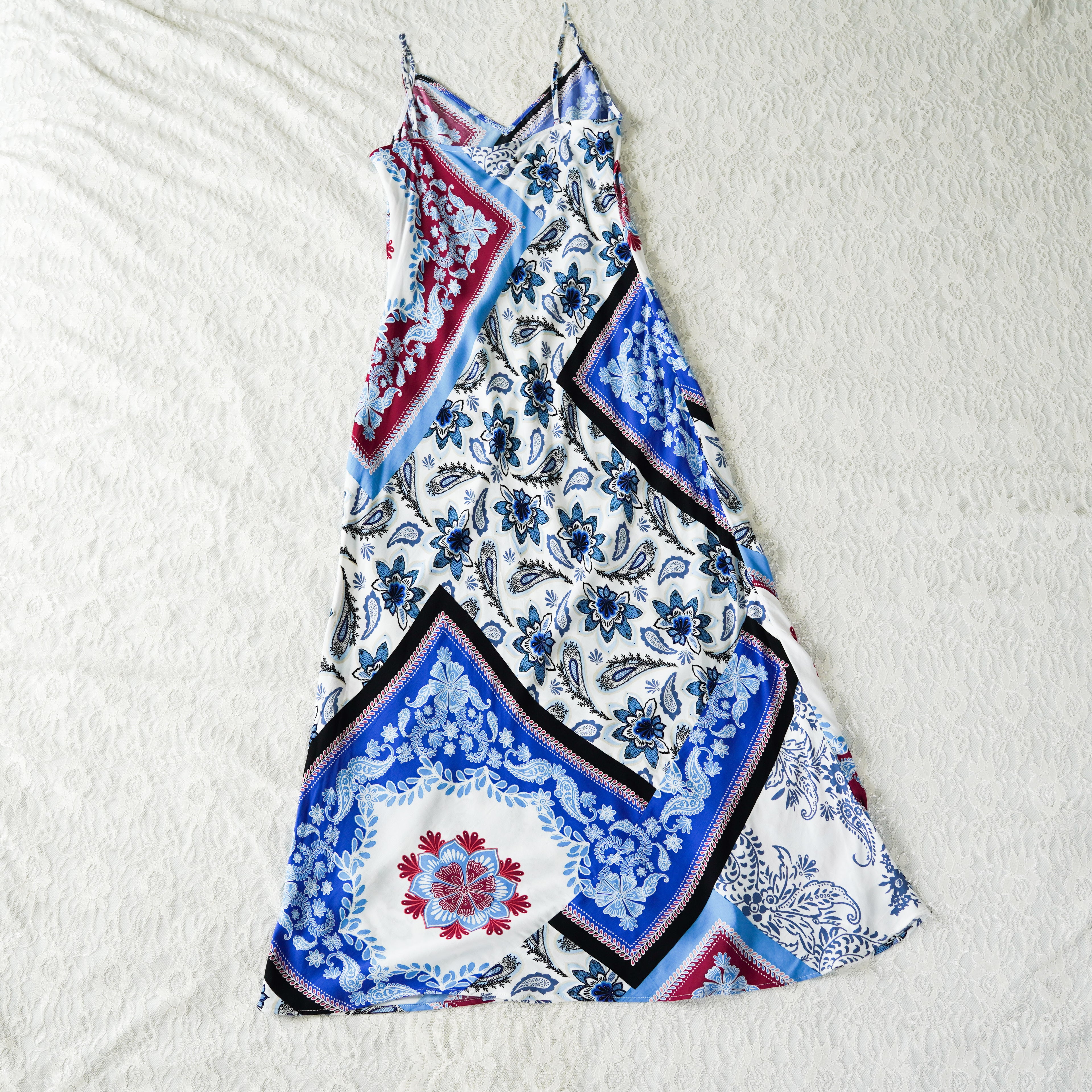 LOFT Petite Blue Floral Paisley Midi Slip Dress | NWT | Size 00P