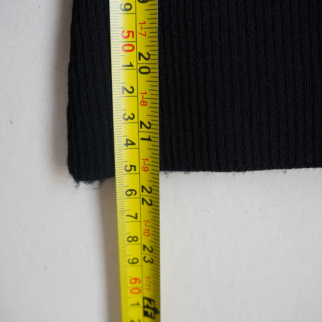 Y2K Cache Black Ribbed Knit Two Way Zip Wide Collar Fitted Cardigan Top S