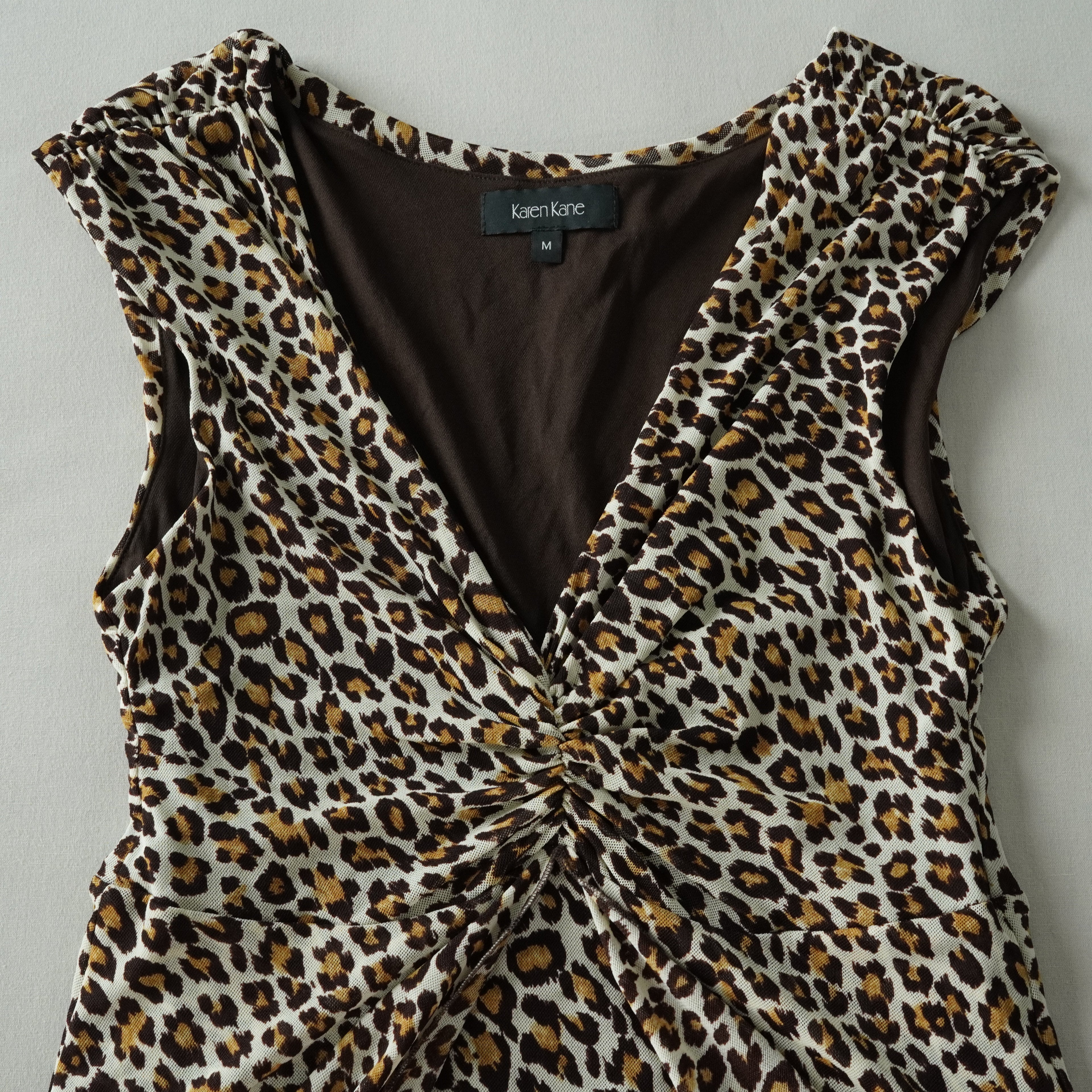Karen Kane Leopard Print Ruffle Midi Dress | Y2K | Size Medium