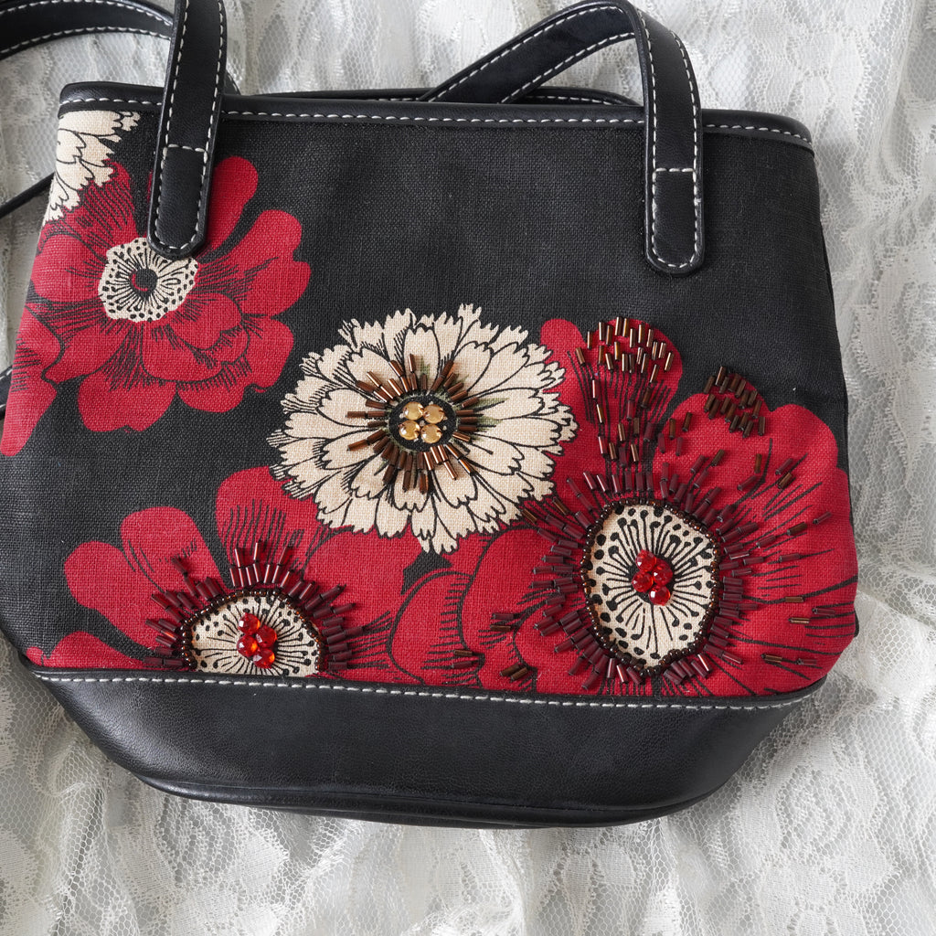 Liz Claiborne Floral Beaded Shoulder Bag