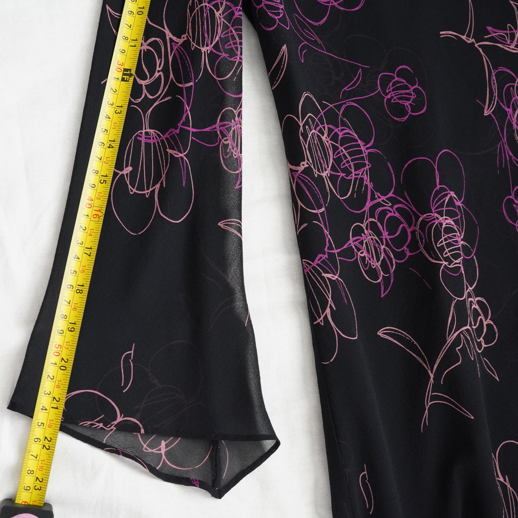 Jones New York Black Floral Tiered Chiffon Dress | Y2K | Size 10
