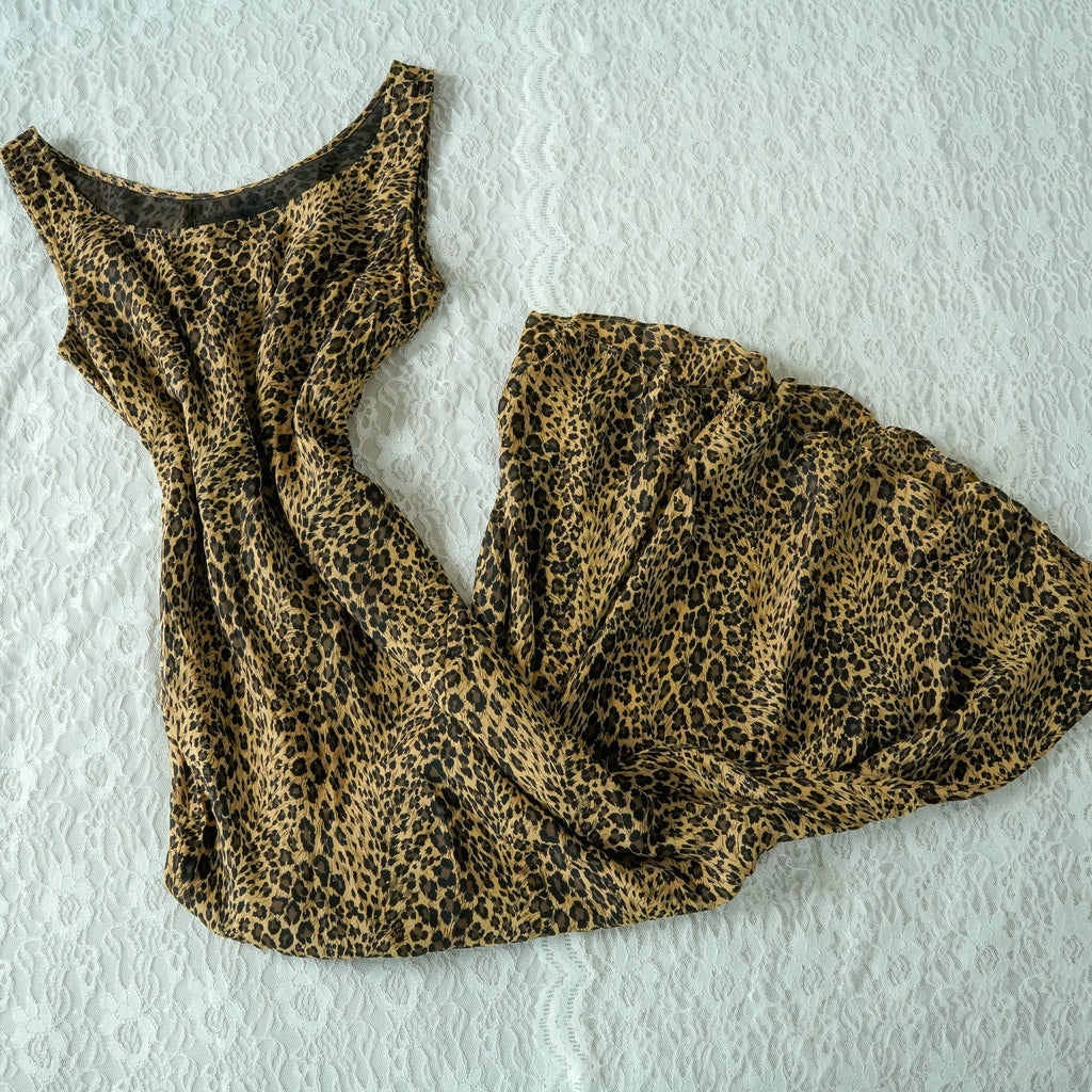 August Silk Leopard Print 100% Silk Maxi Dress | Y2K | Size 12