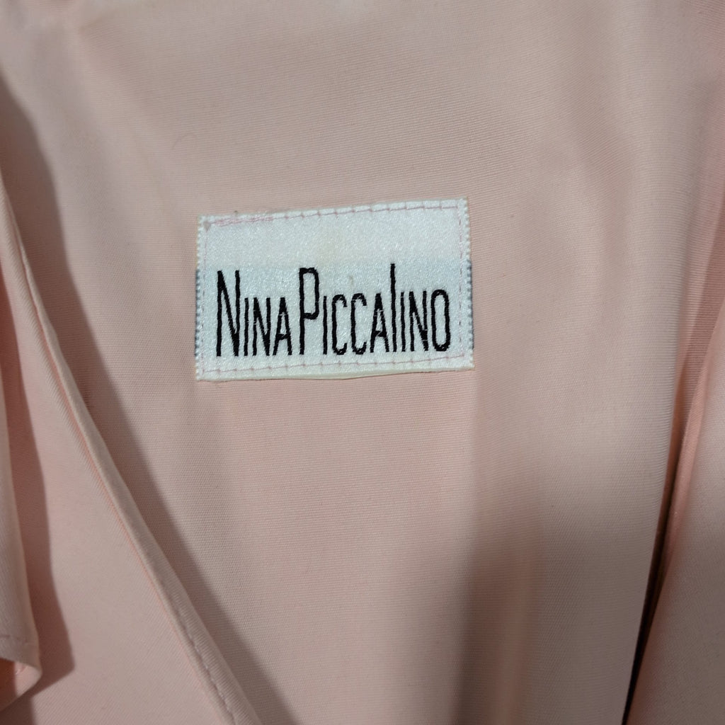 Nina Piccalino Blush Pink Ruffle Midi Dress | Vintage | Size Small