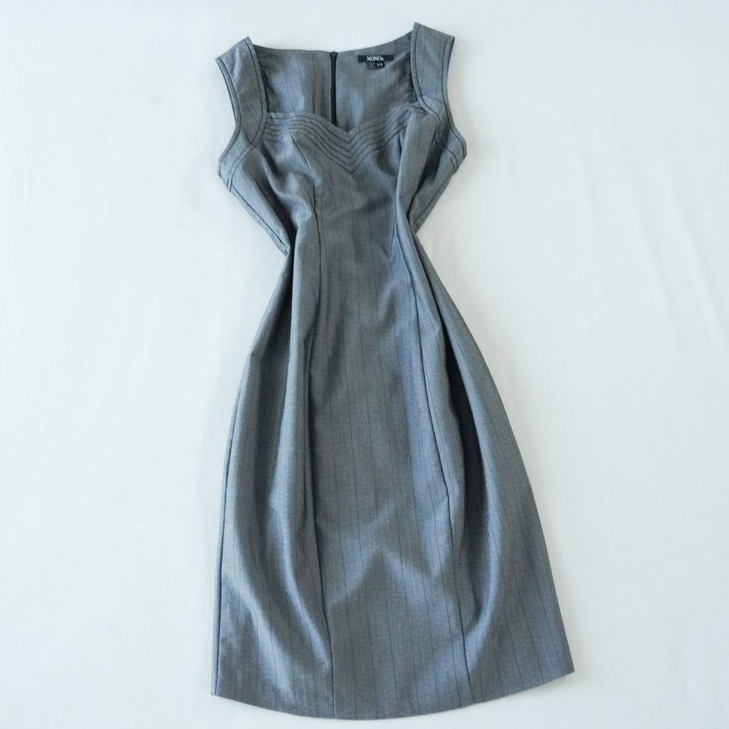 XOXO Gray Pinstripe Sheath Dress | Y2K | Size 1/2