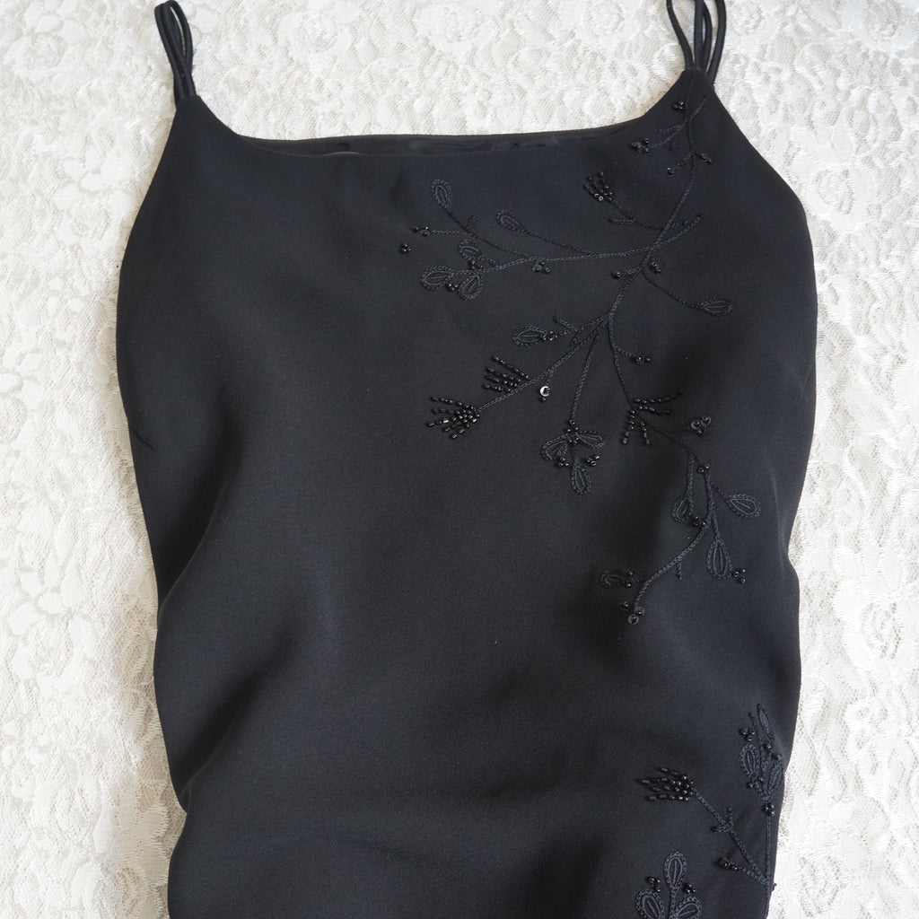 Jones New York Dress Black Beaded Midi Dress | Vintage |Size 12