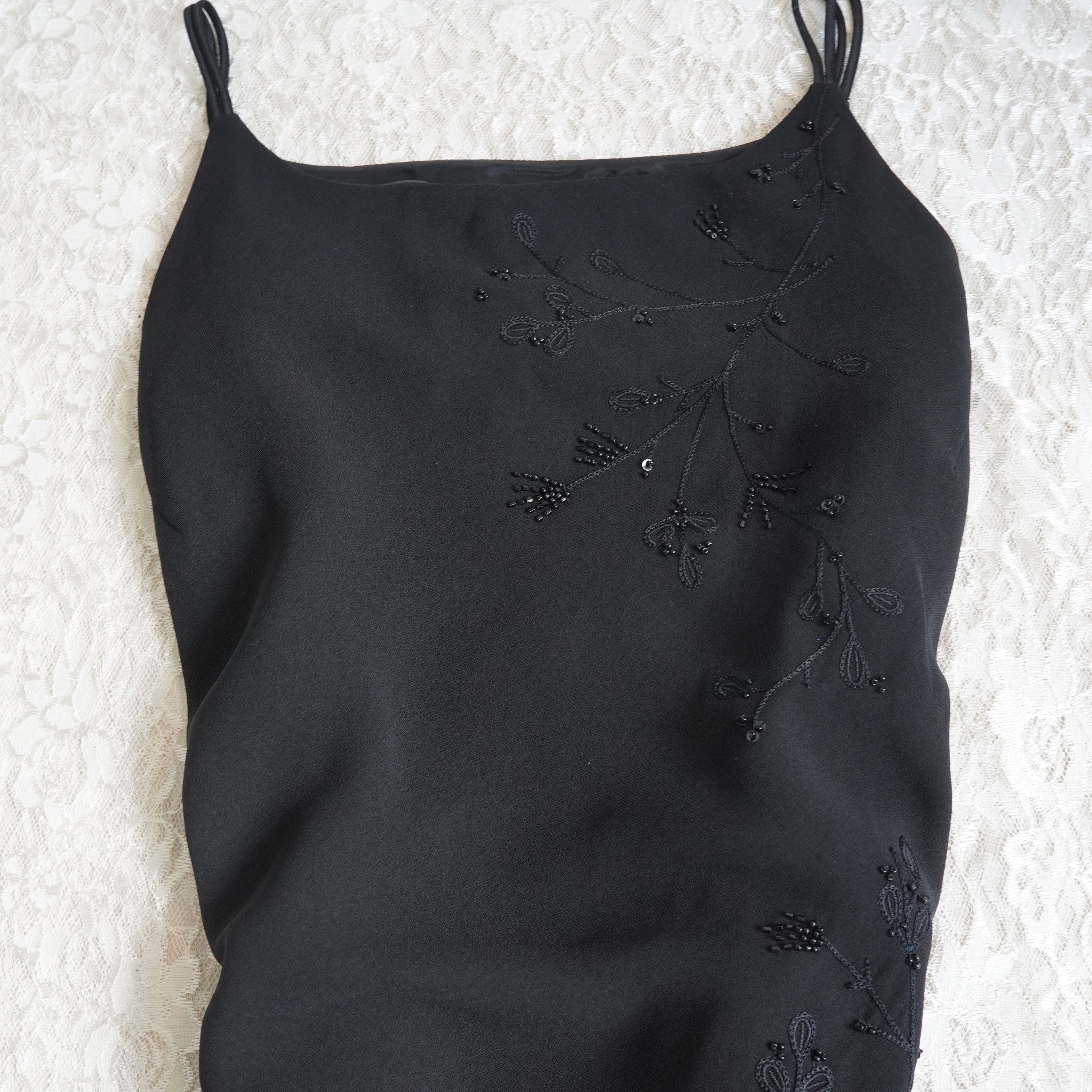 Jones New York Dress Black Beaded Midi Dress | Vintage |Size 12