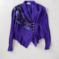 Berkertex Occasions Purple Crinkle Blazer with Floral Chiffon Accent – Size 14