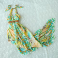 Nicole Miller Studio 100% Silk Halter Maxi Dress Tropical Beaded Empire Waist Size 4