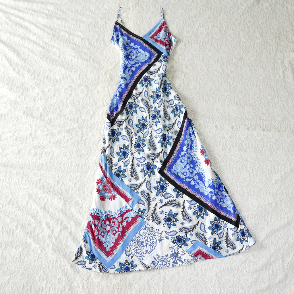 LOFT Petite Blue Floral Paisley Midi Slip Dress | NWT | Size 00P