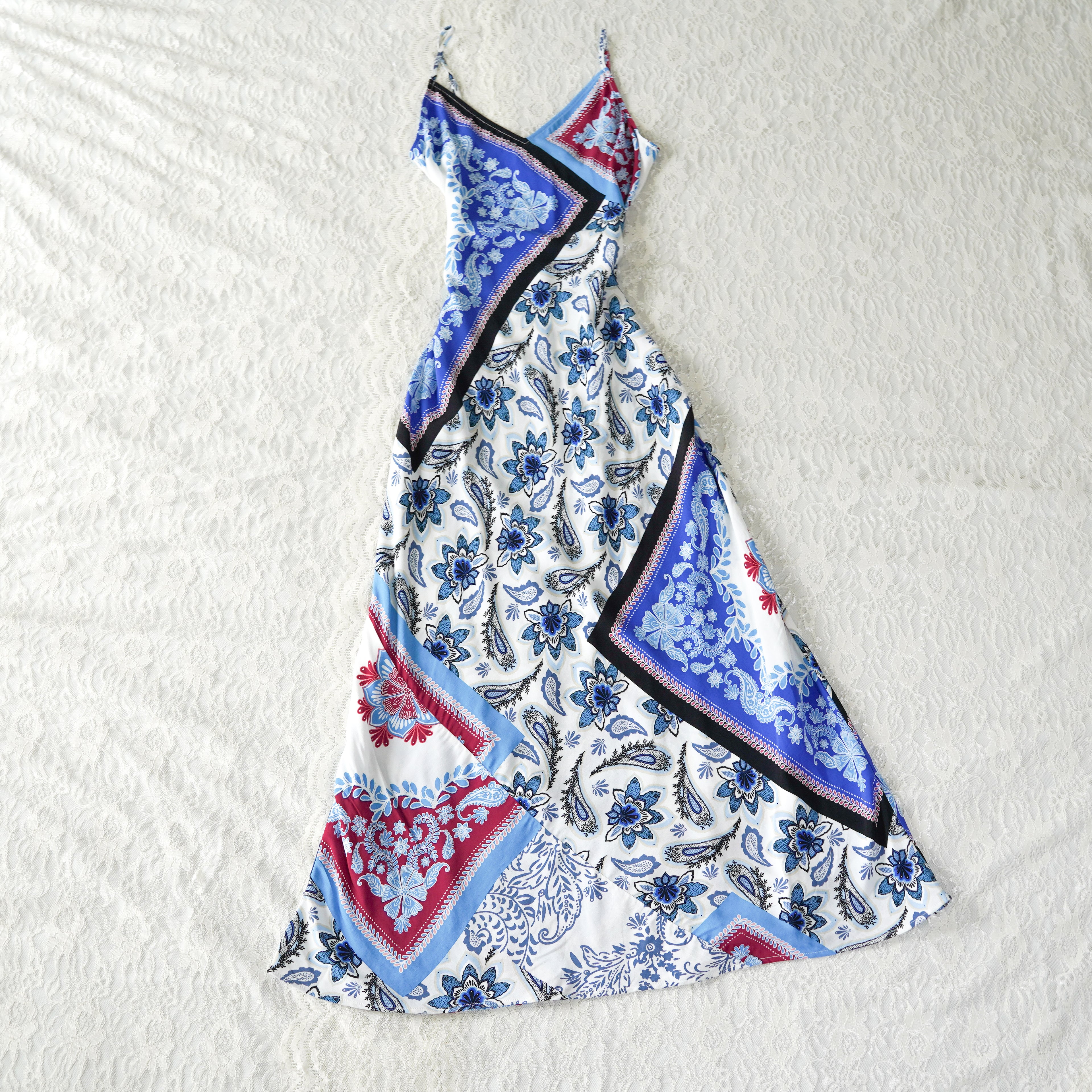 LOFT Petite Blue Floral Paisley Midi Slip Dress | NWT | Size 00P