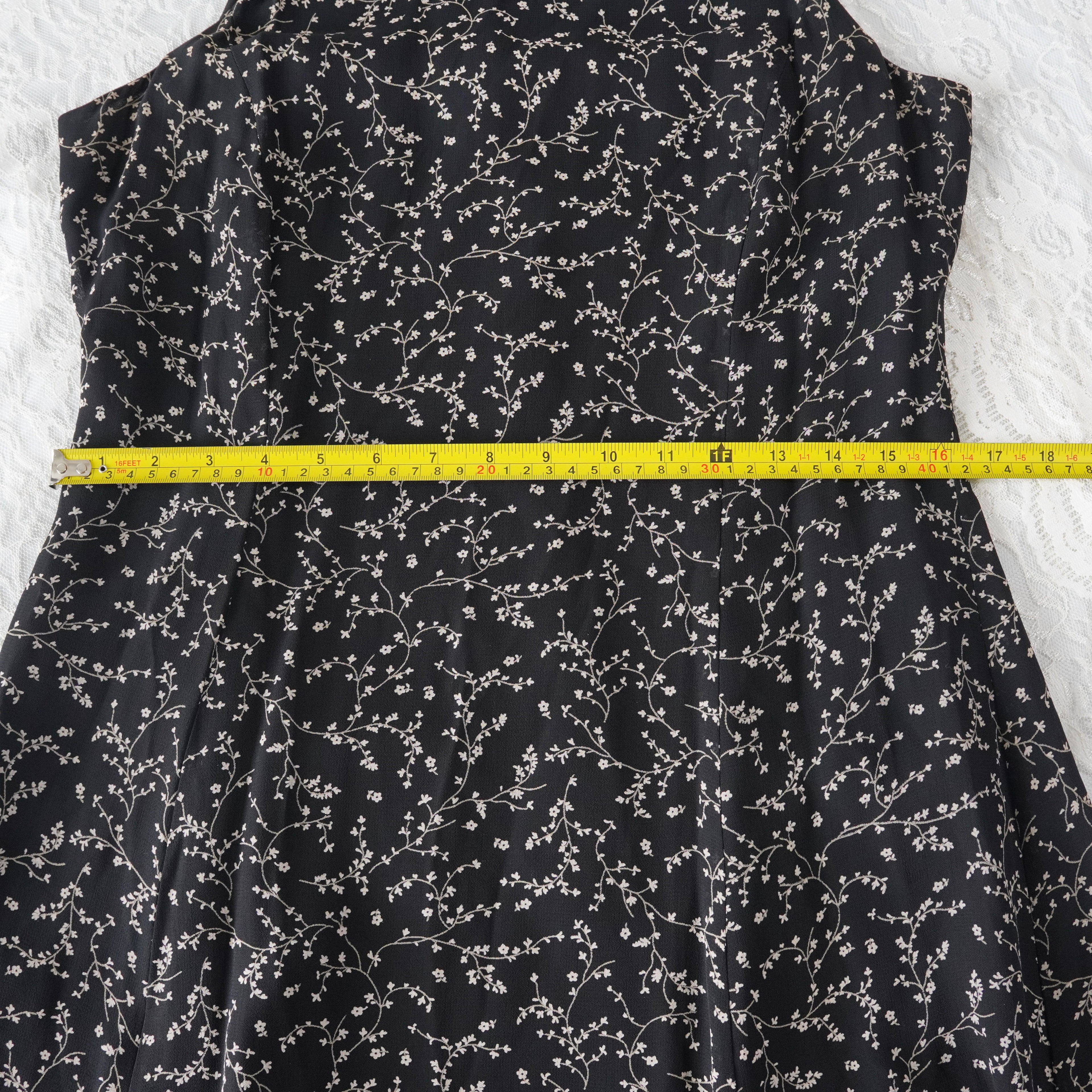 Vintage 90s Jones New York Black Floral Midi Dress | Vintage | 12P