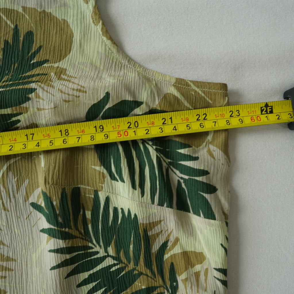 Robbie Bee 100% Silk Tropical Leaf Button Front Midi Shirt Dress | Size 16