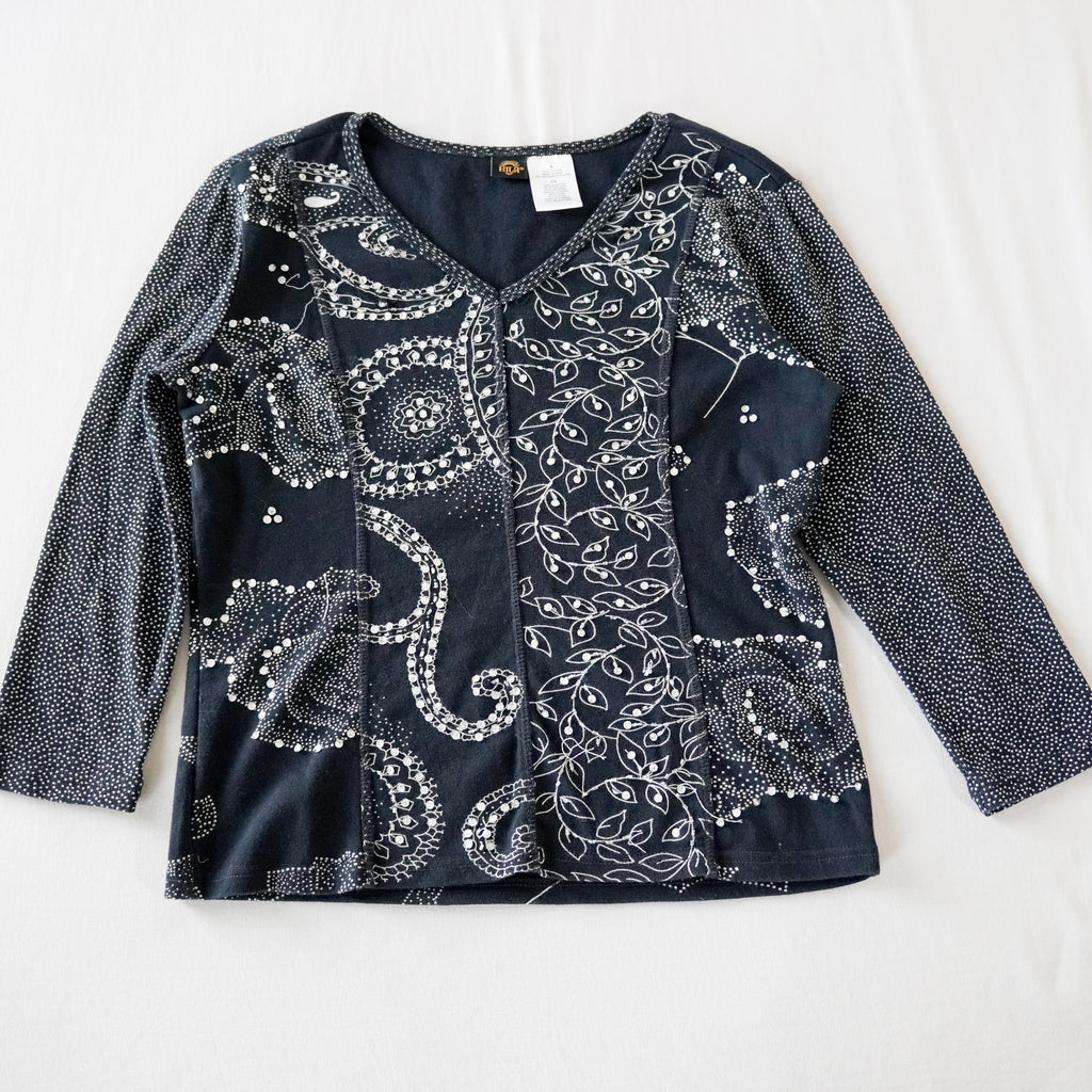 Bila Sequin Floral Cotton Top | Y2K | Small