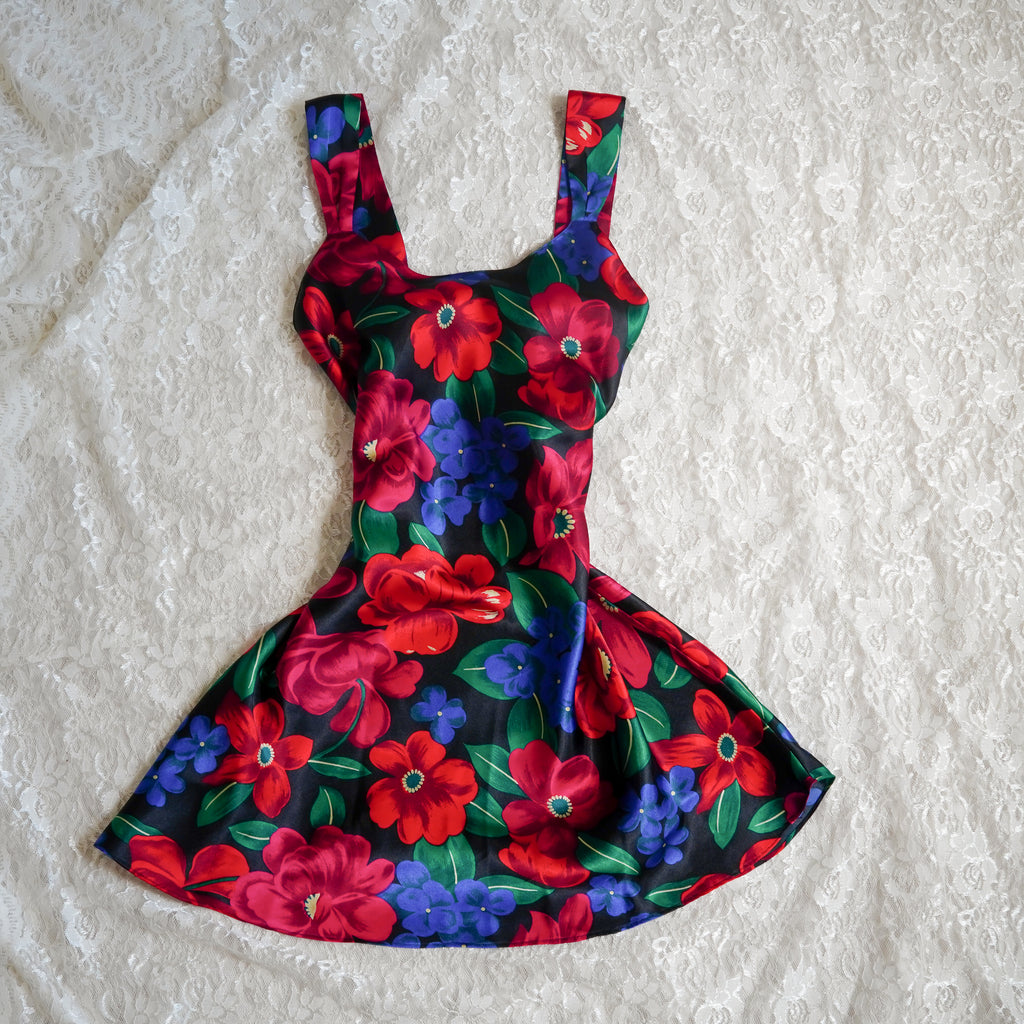 Sedú Satin Floral Mini Slip Dress | Small