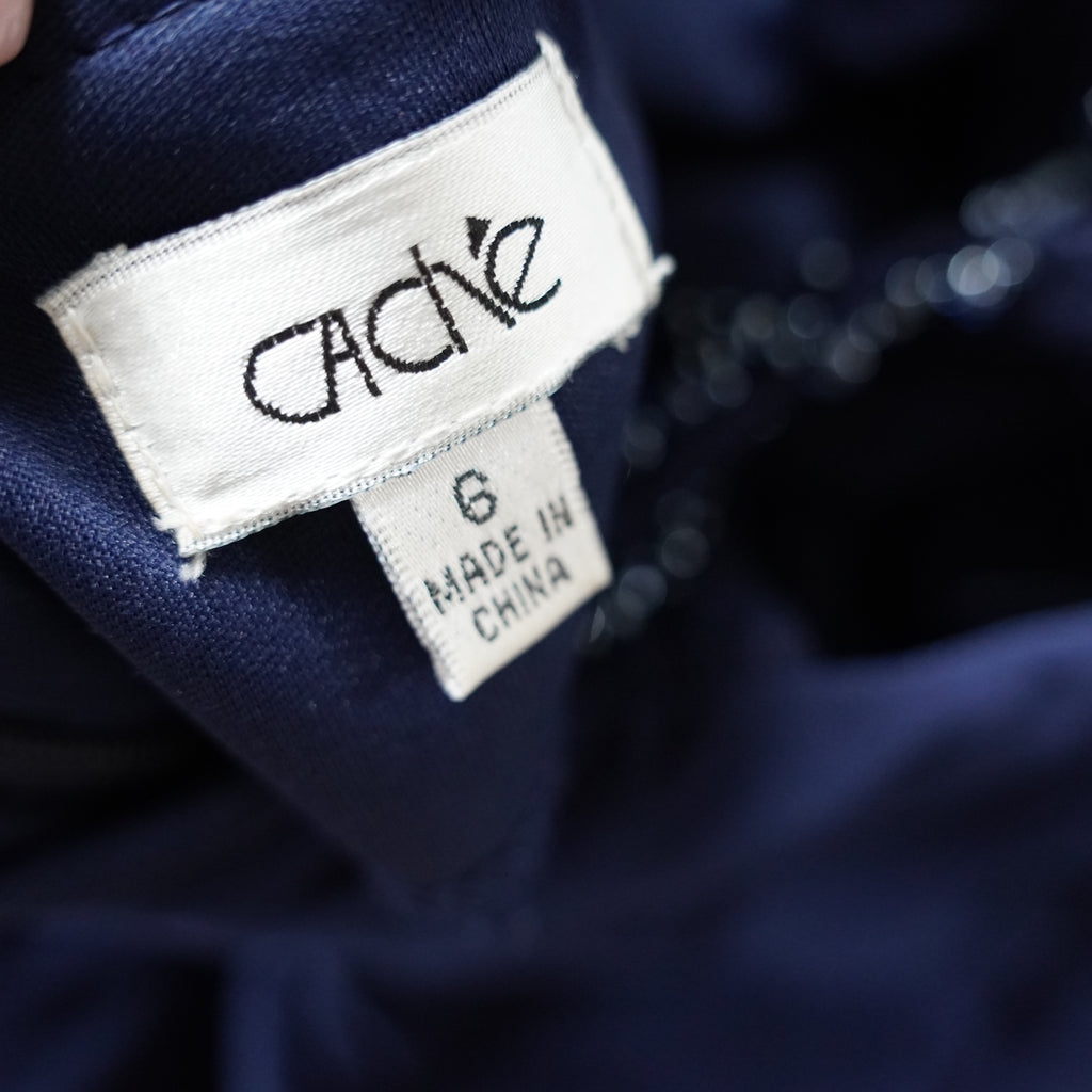 Cache Navy Blue Beaded Midi Dress | Modern | Size 6