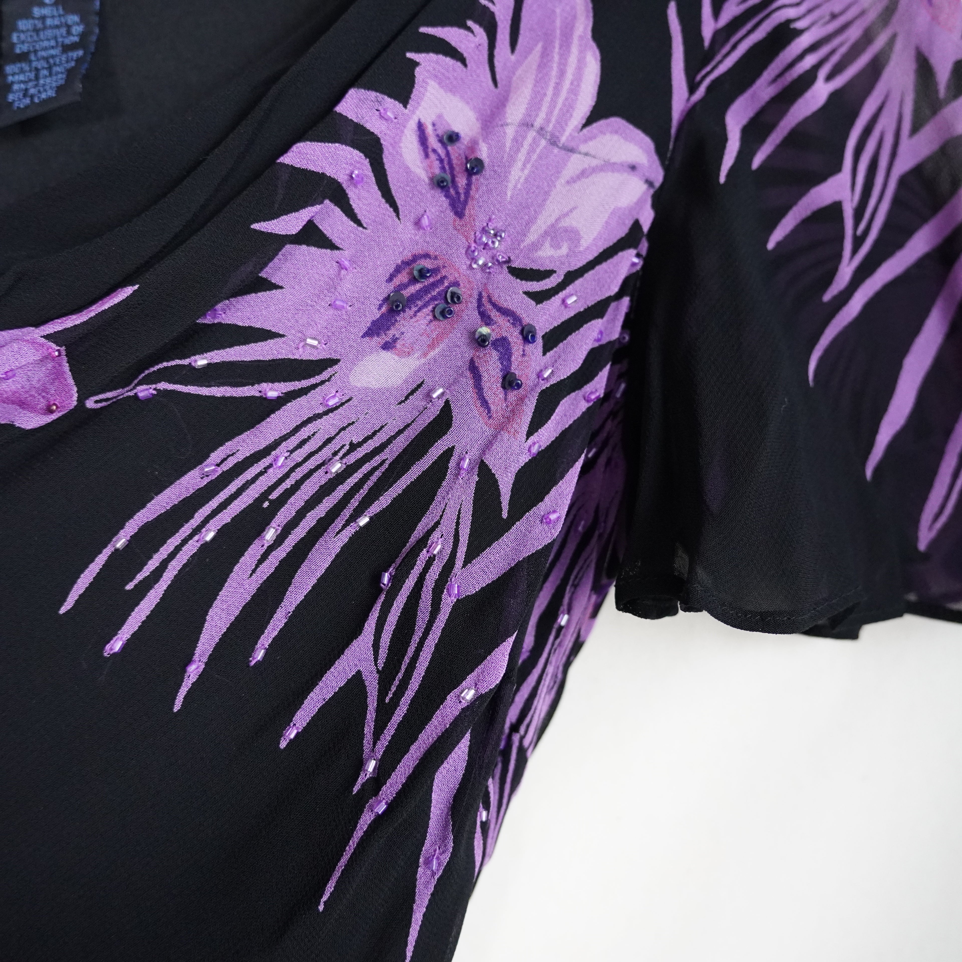 Eva Blue Floral Beaded Dress | Y2K | Size 6