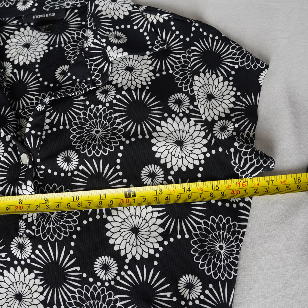 Express Floral Stretch Polo Top | Y2K | Size Small