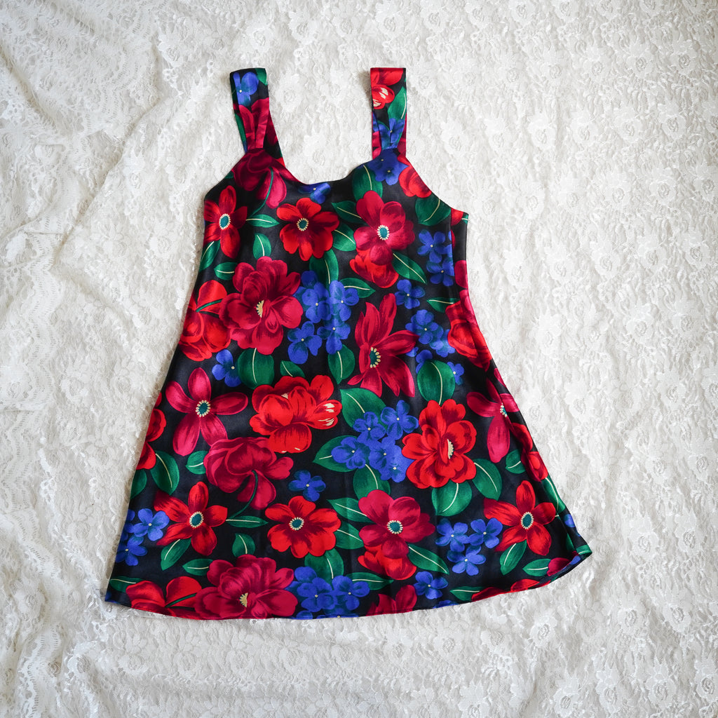 Sedú Satin Floral Mini Slip Dress | Small
