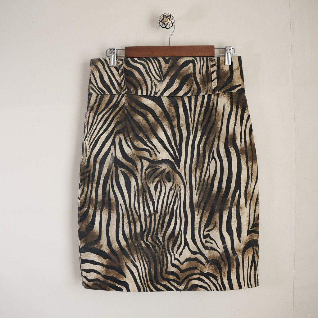Event Zebra Print High Waist Pencil Skirt | Vintage | Large