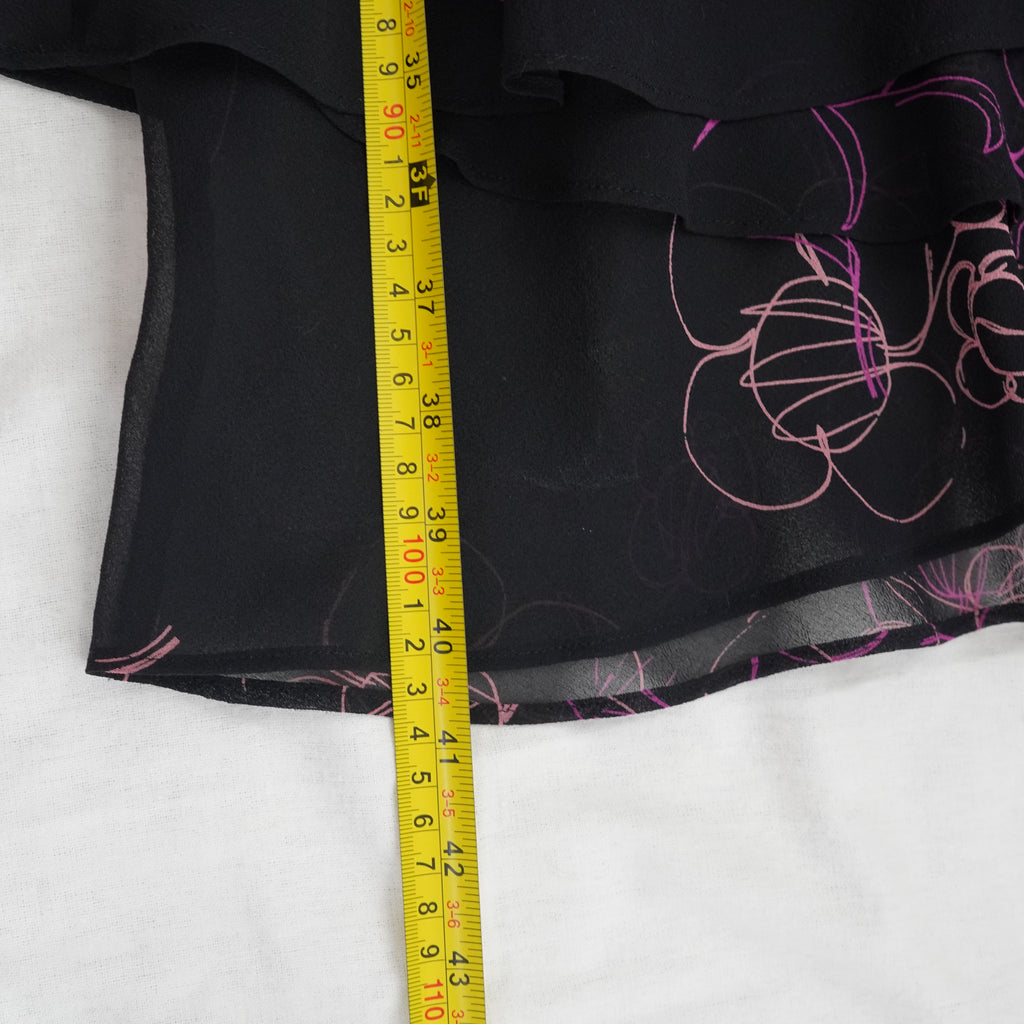 Jones New York Black Floral Tiered Chiffon Dress | Y2K | Size 10