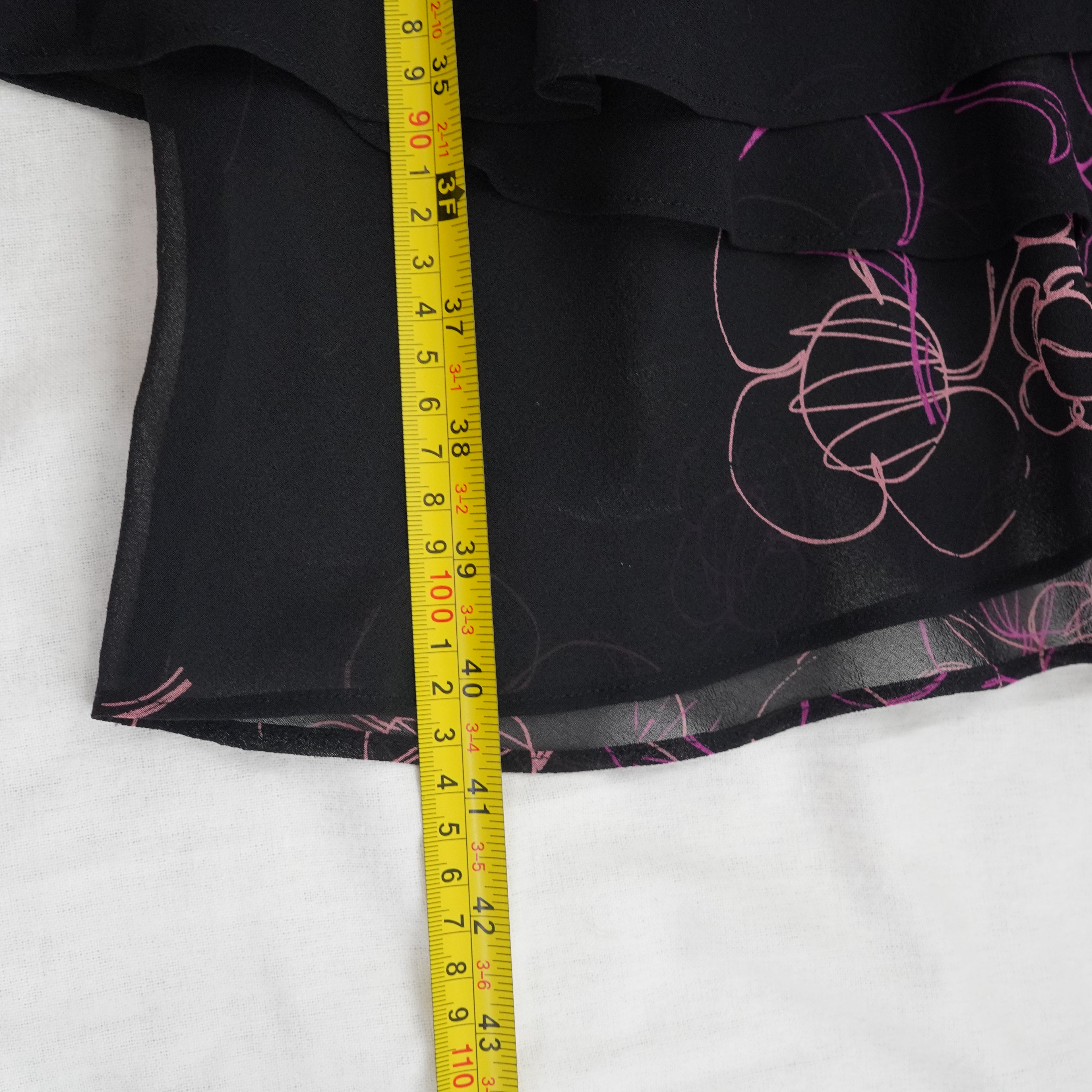 Jones New York Black Floral Tiered Chiffon Dress | Y2K | Size 10