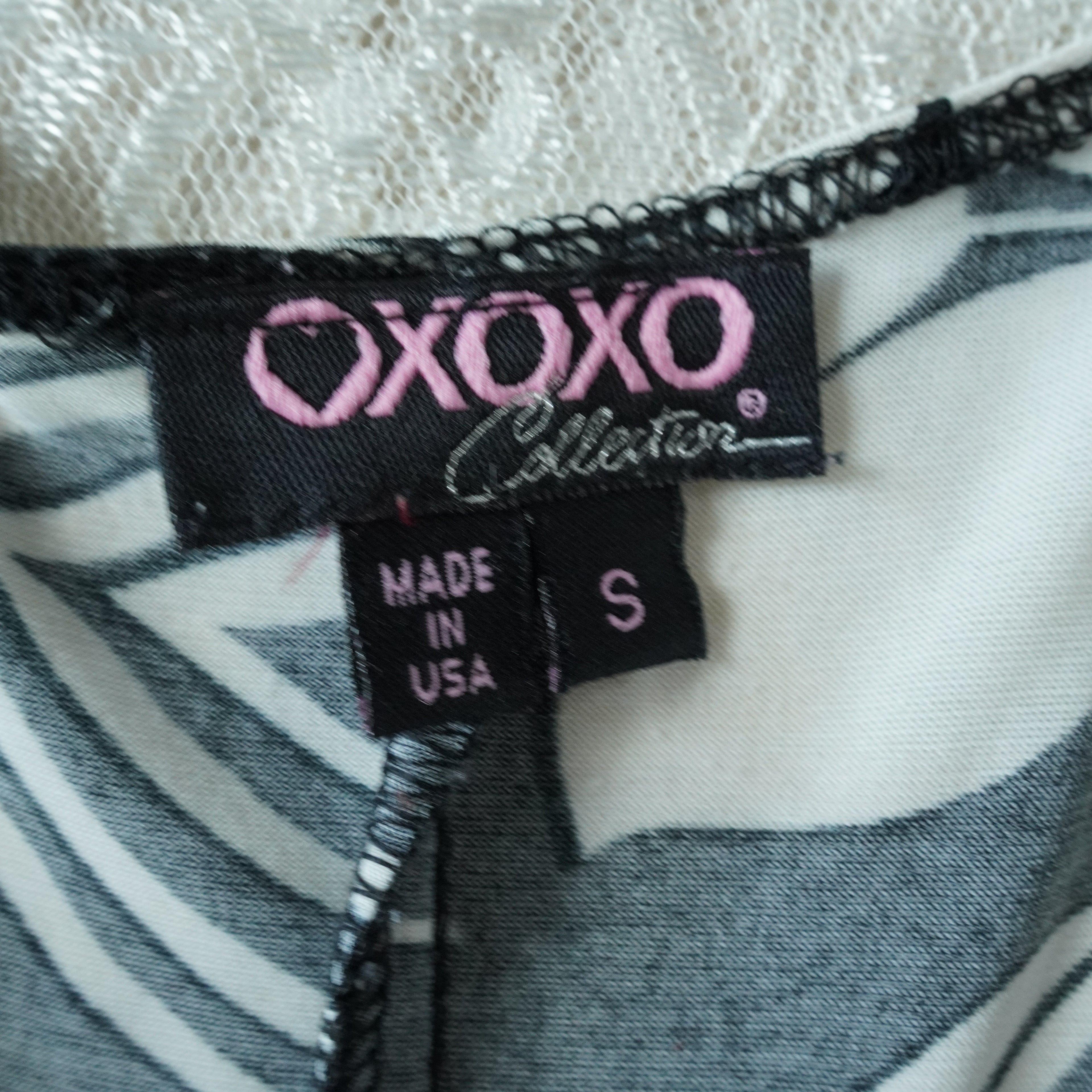 OXOXO Black & White Abstract Ring Accent Midi Dress | Made in USA | Size S