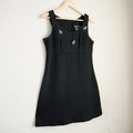 All That Jazz Black Rose Appliqué Mini Dress | Vintage | Size 7/8