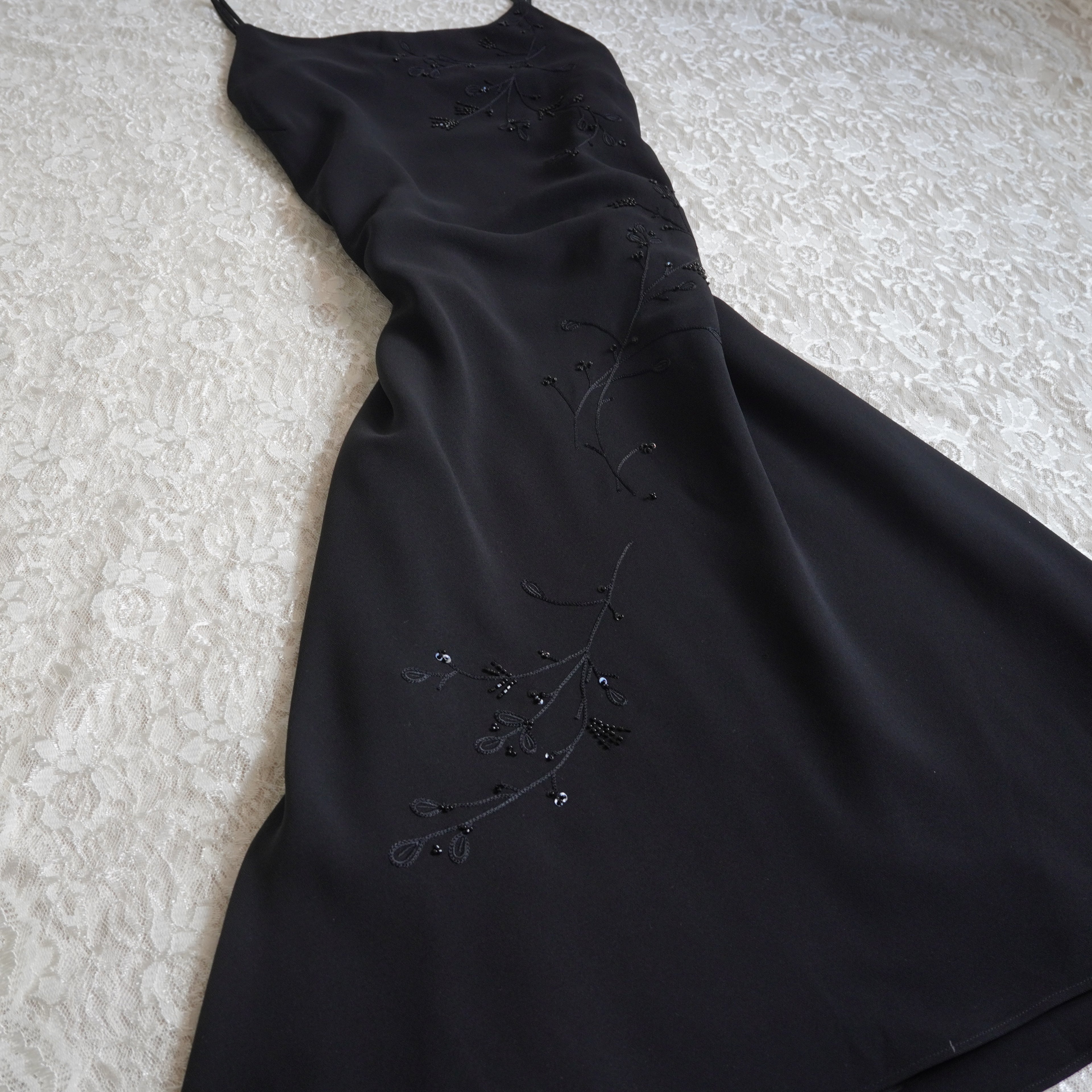 Jones New York Dress Black Beaded Midi Dress | Vintage |Size 12