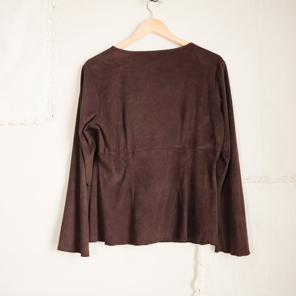 INC International Concepts Faux Suede Tie Front Top | Y2K | Medium