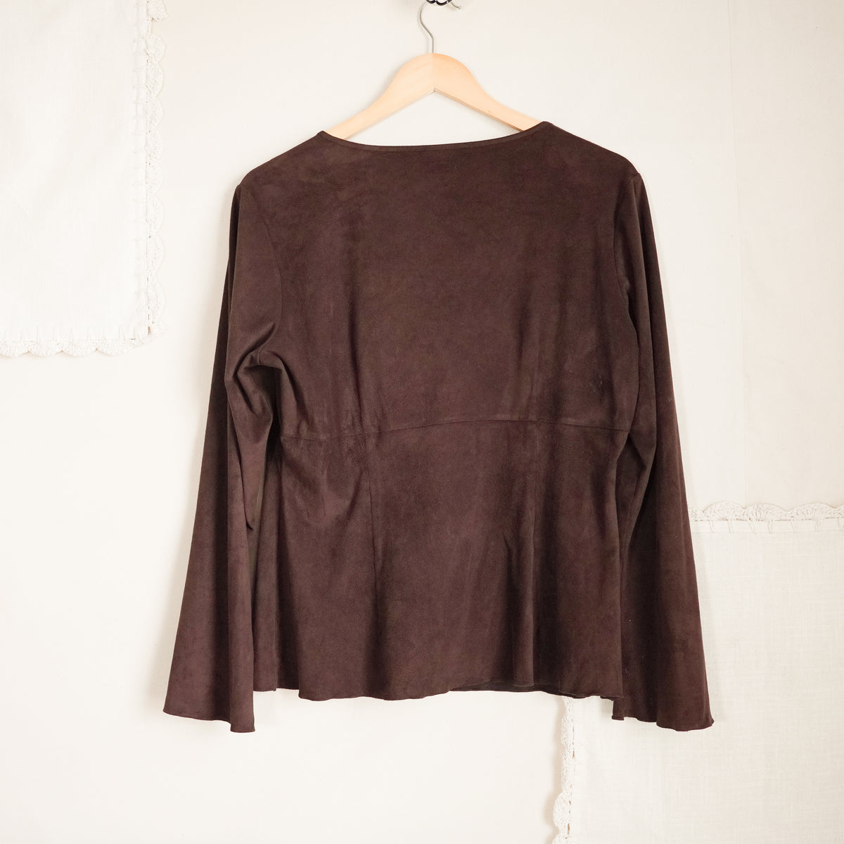 INC International Concepts Faux Suede Tie Front Top | Y2K | Medium