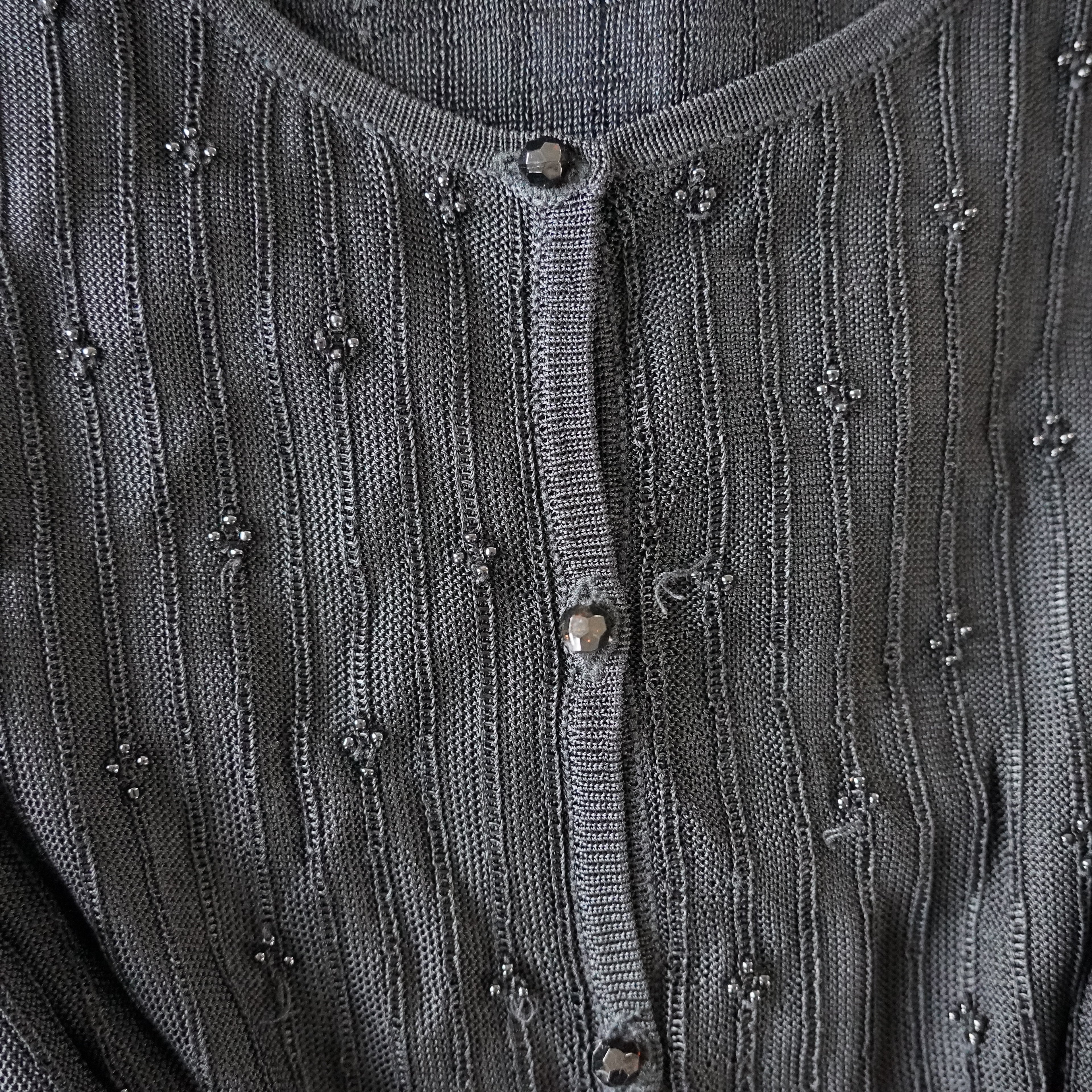 Valerie Stevens Beaded Pointelle Cardigan | Vintage | Small