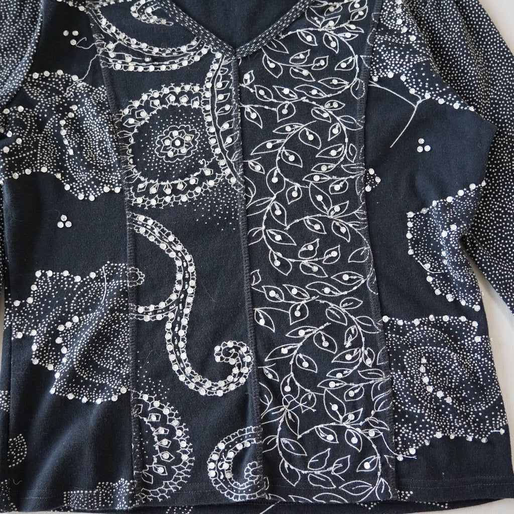 Bila Sequin Floral Cotton Top | Y2K | Small