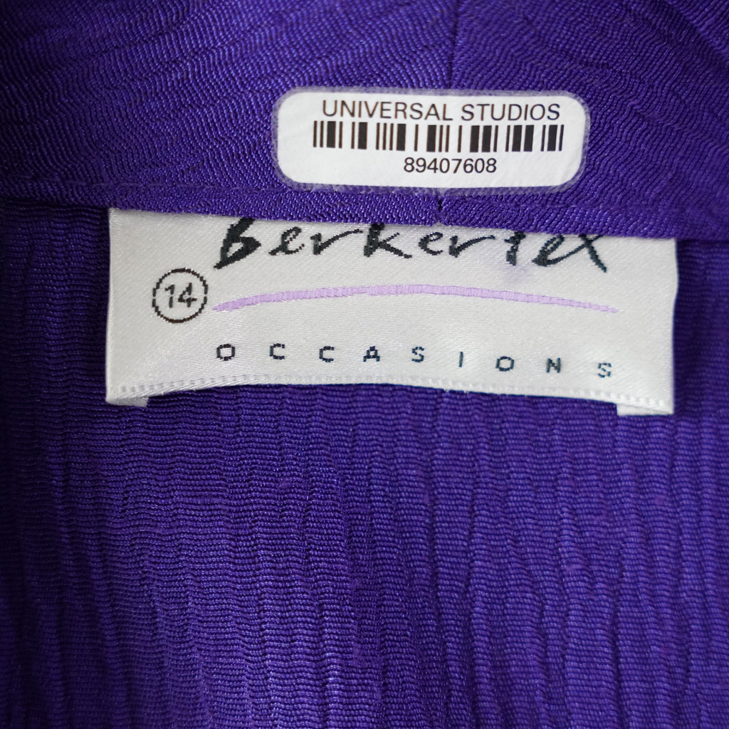 Berkertex Occasions Purple Crinkle Blazer with Floral Chiffon Accent – Size 14
