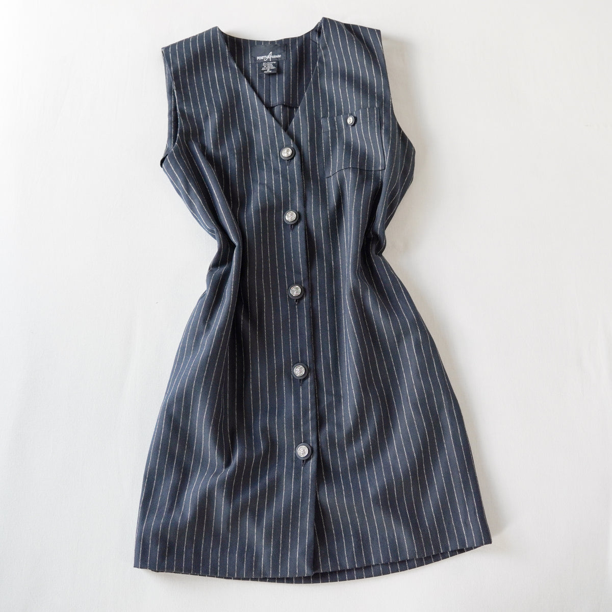 Positive Attitude Pinstripe Button Front Dress | Vintage | 12 Petite