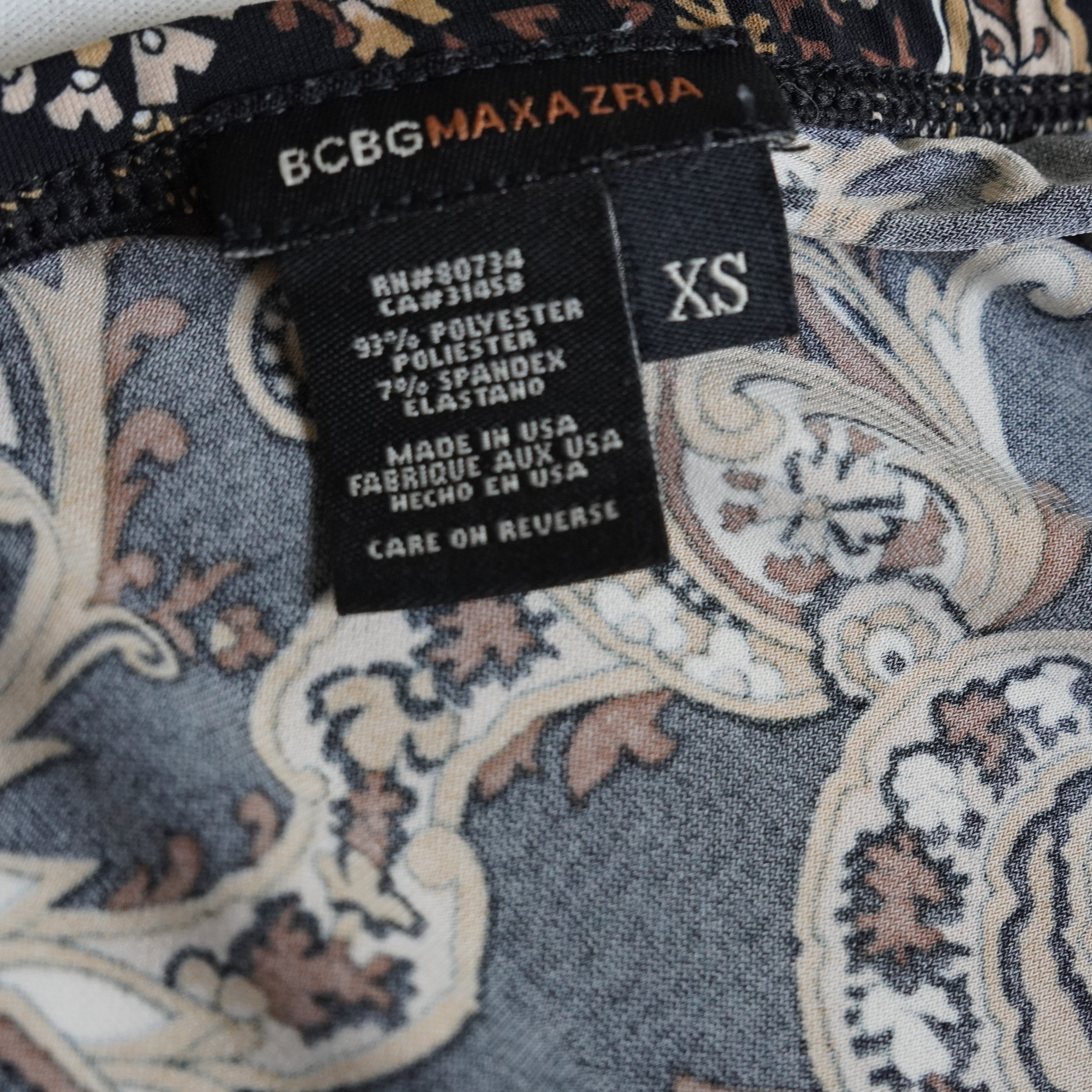 BCBGMAXAZRIA Paisley Ruffle Hem Midi Skirt | XS