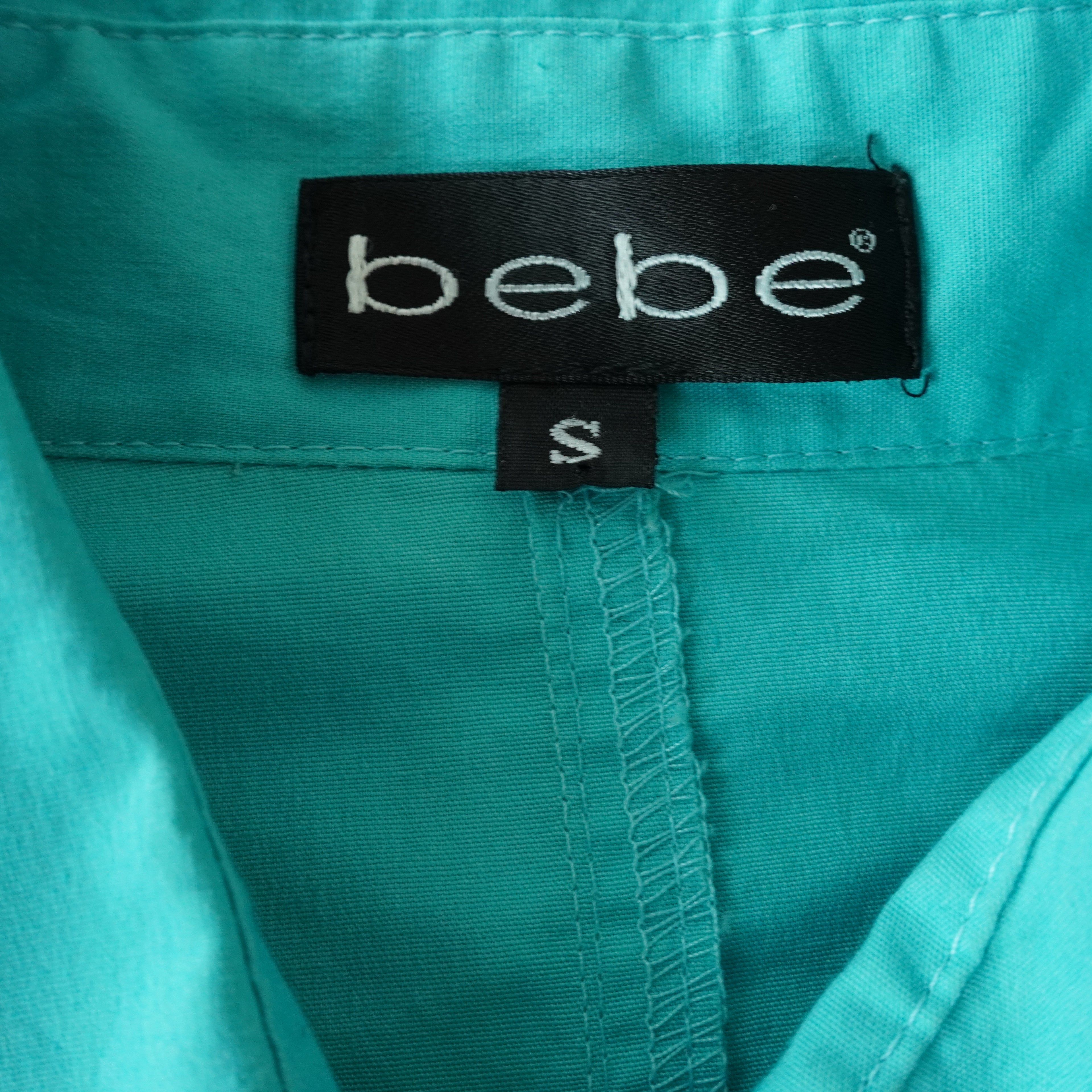 Bebe Y2K Turquoise Jewel Snap Fitted Button-Up Shirt | Small | Made in USA