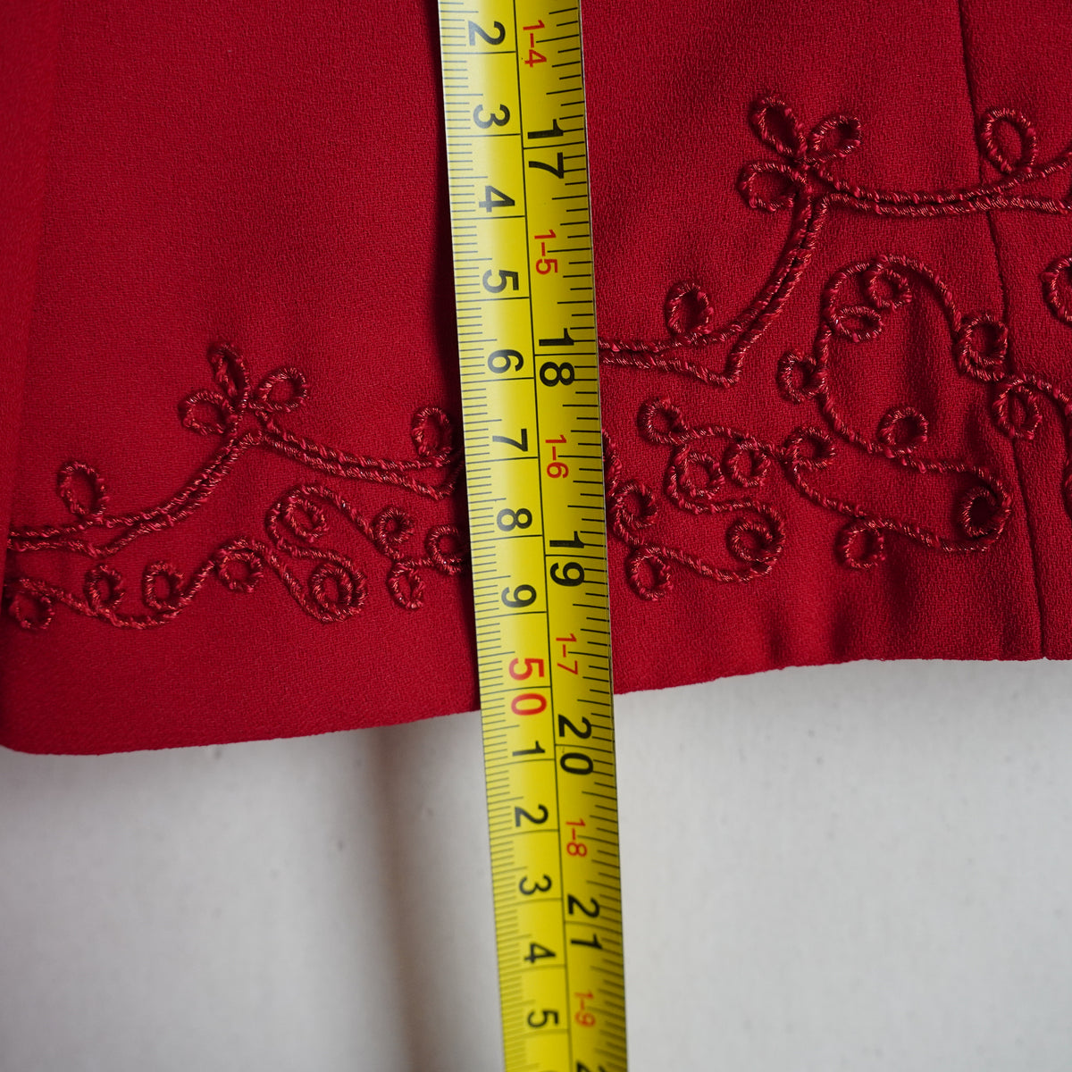 Vintage Karin Stevens Red Embroidered Cropped Jacket Blazer Size 6